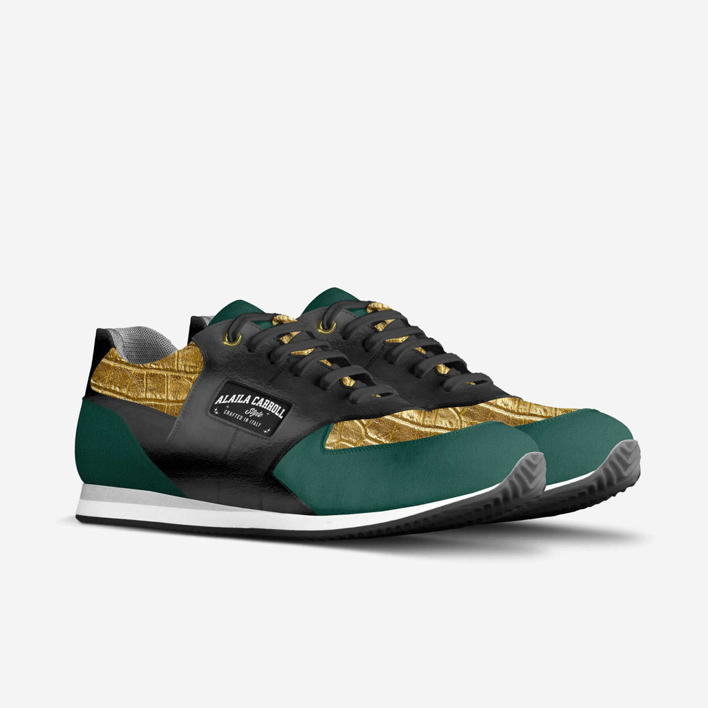 Sporty Running Trainer Green, Gold, & Black