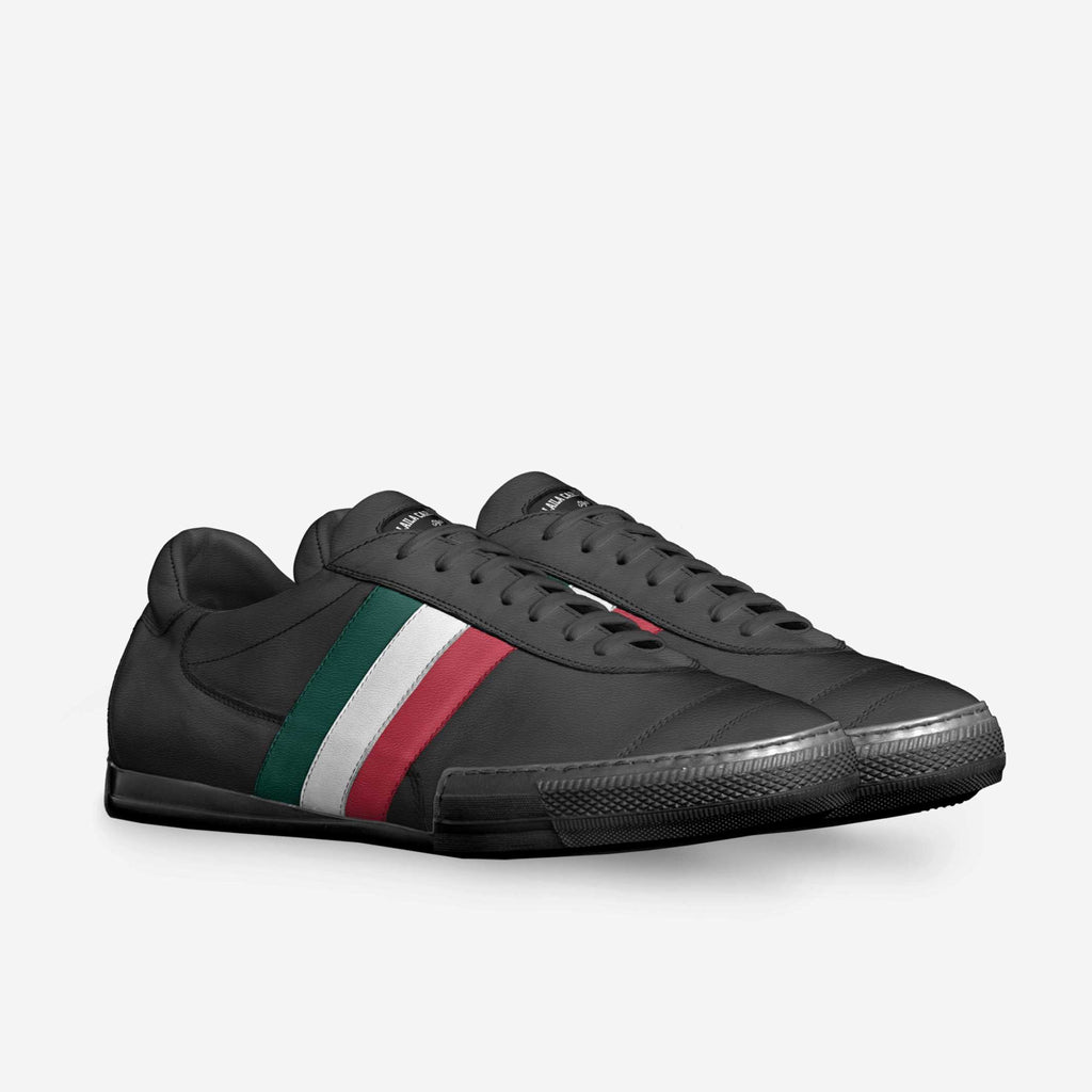 SOCCER STYLE STRIPE SNEAKER – Black, White, Red & Green