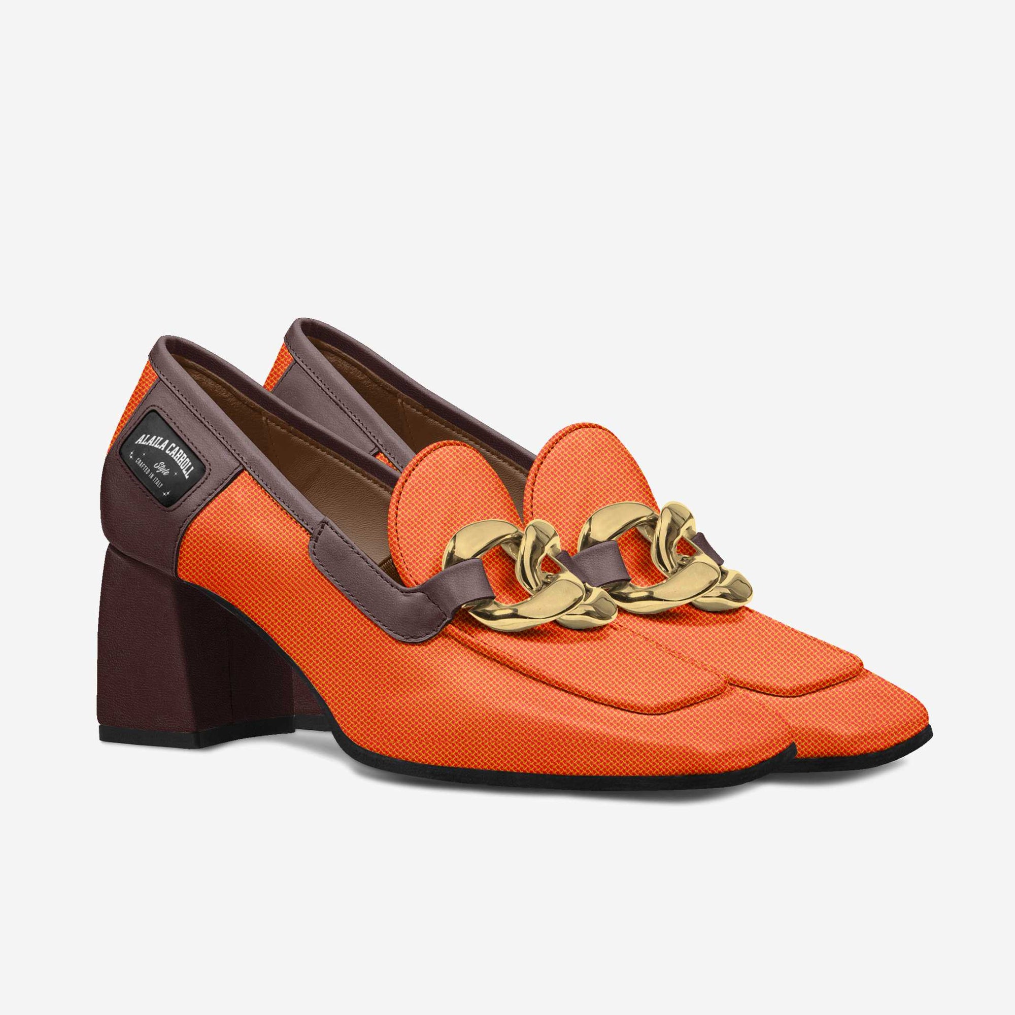 Retro Luxe Heel Orange & Brown