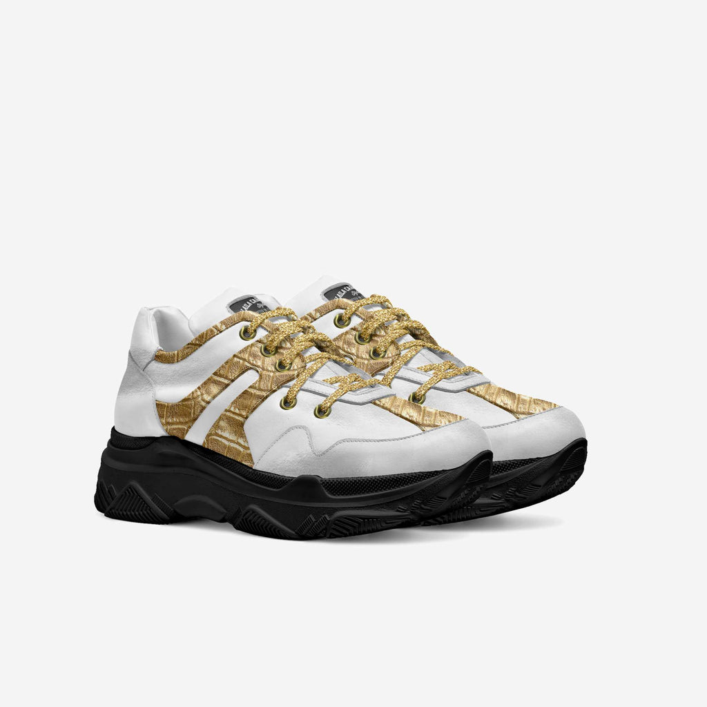 Sporty Low Top White, Gold, & Black