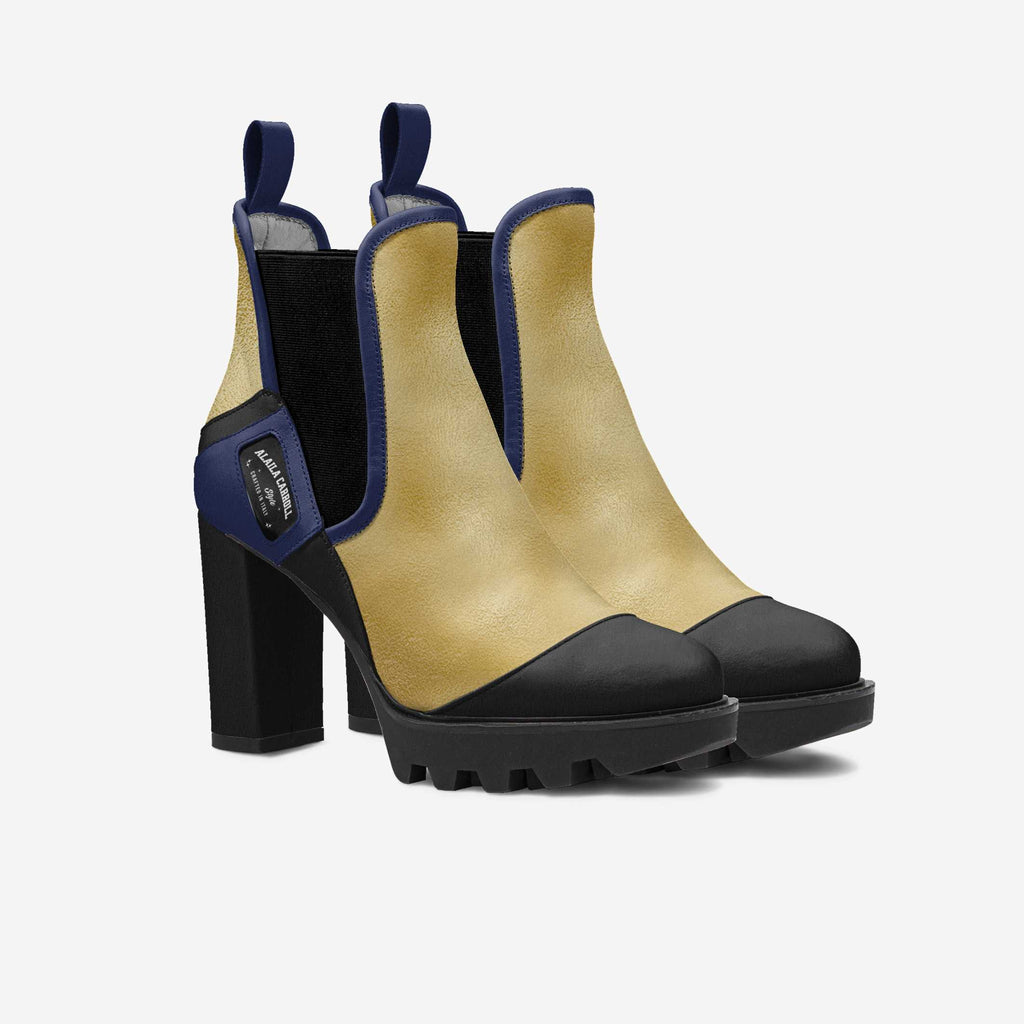 ELASTIC DESIGNER BOOT – Navy Blue Suede, Black Suede & Gold