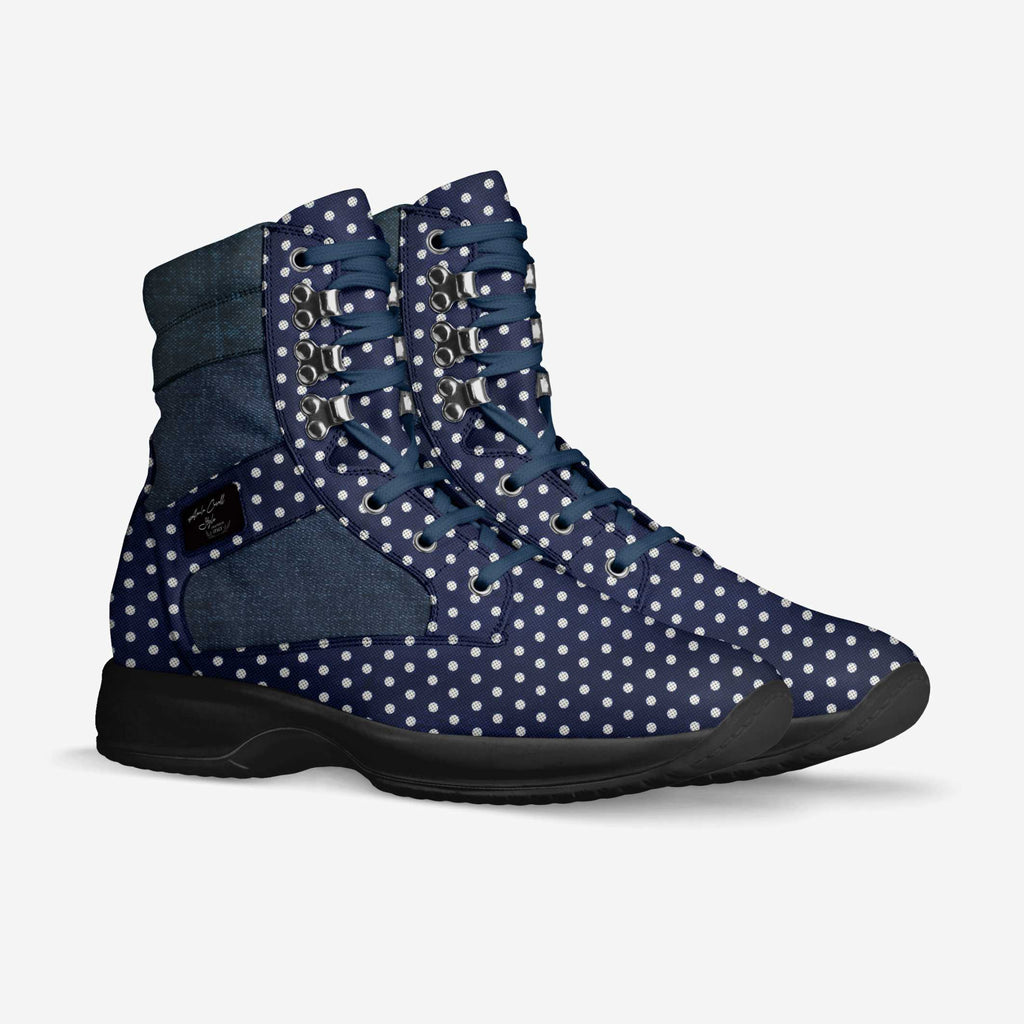 Hi Top Walking Sneaker Navy Denim Polka-Dots