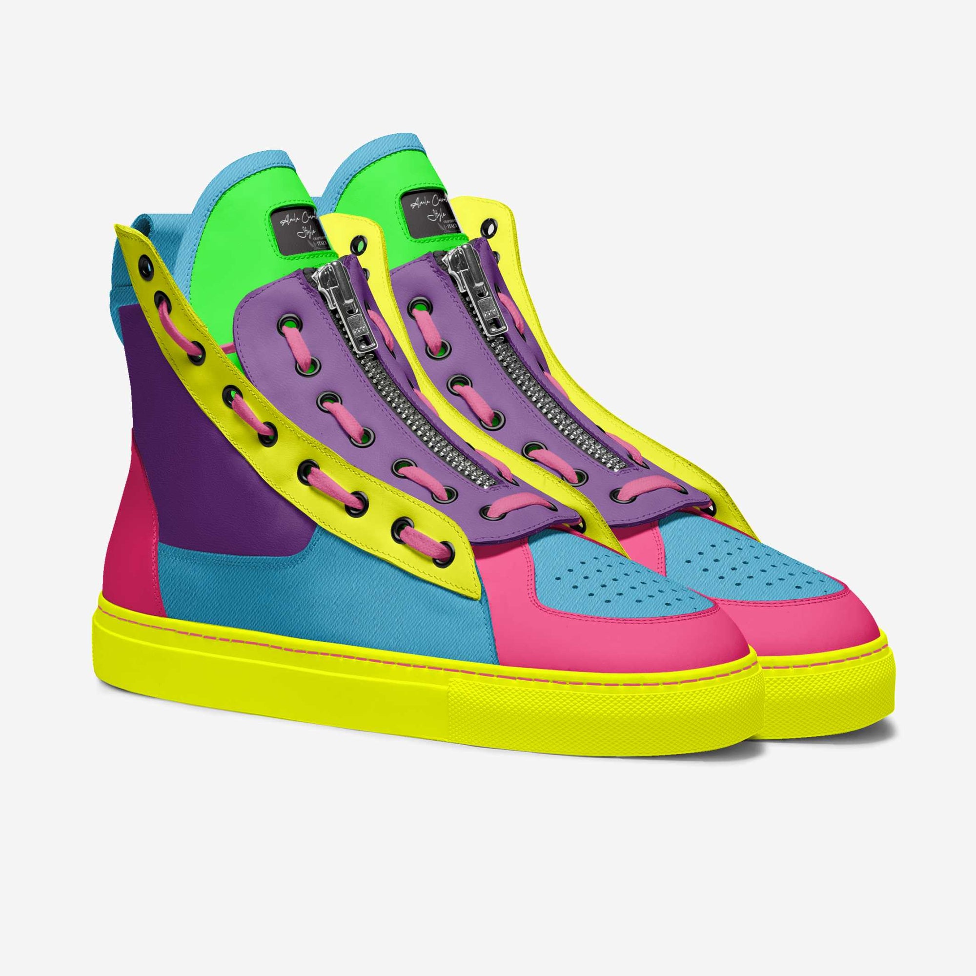 Designer Zipper High-Top Rainbow