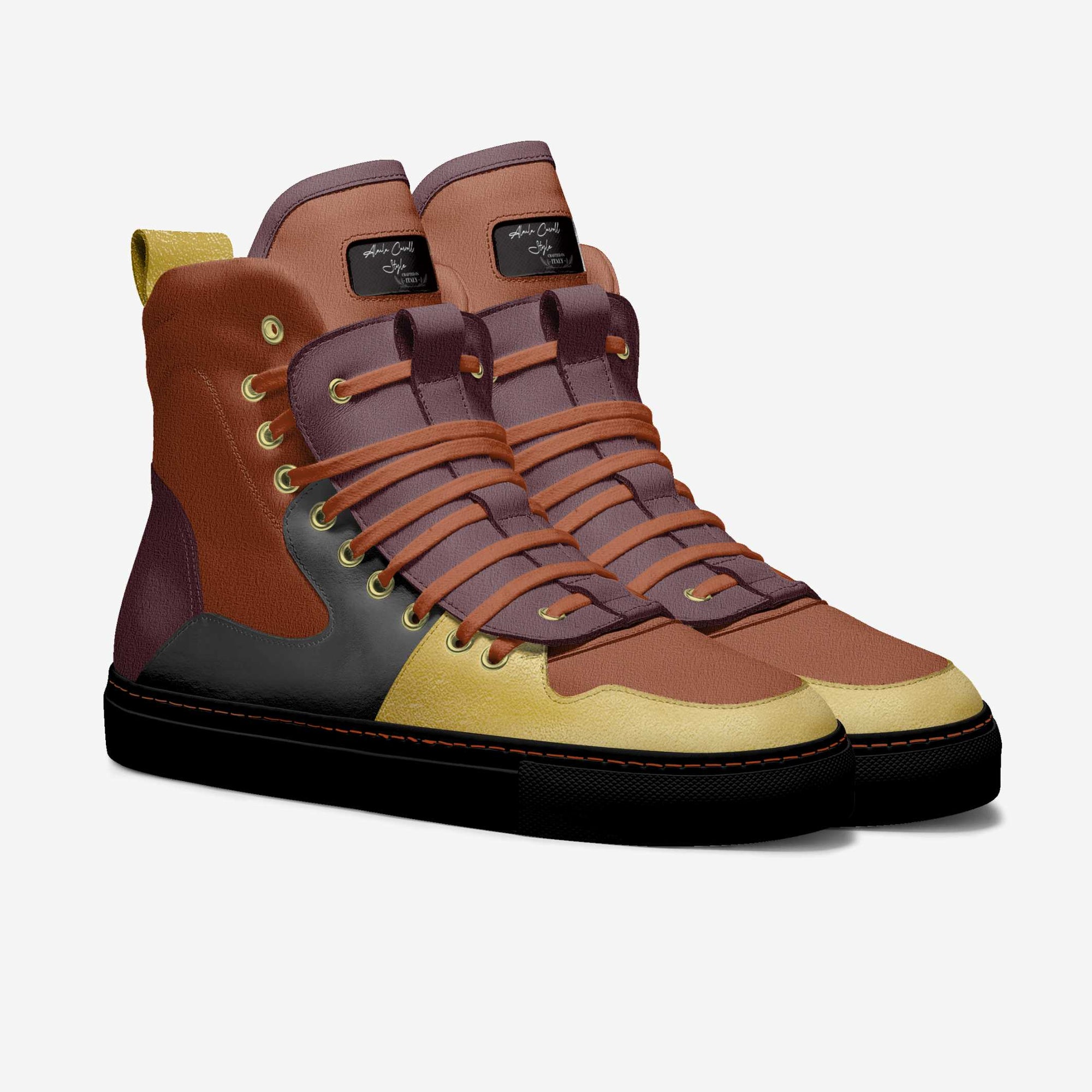 Designer Laced High-Top Black, Gold, Wine, & Redskin