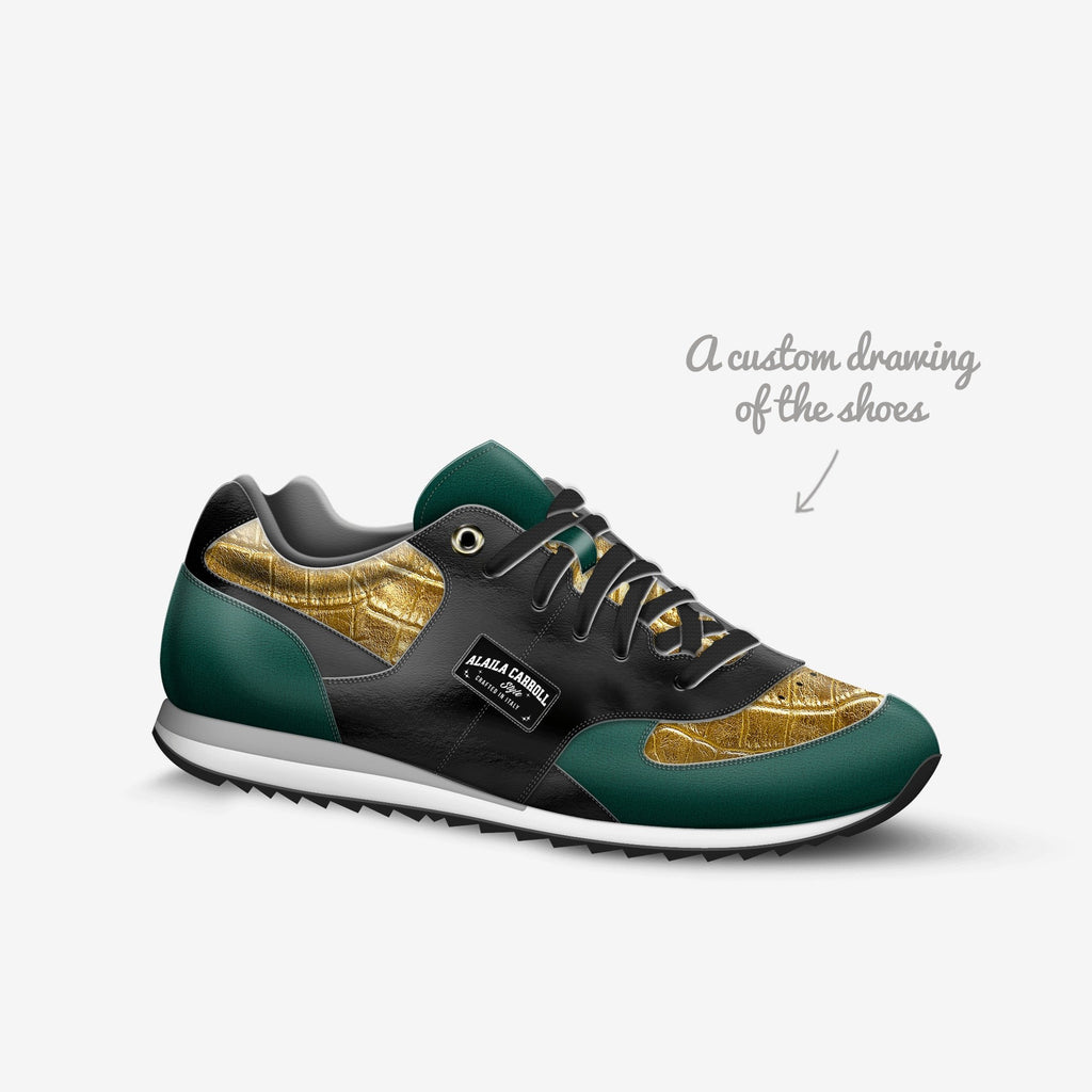 Sporty Running Trainer Green, Gold, & Black
