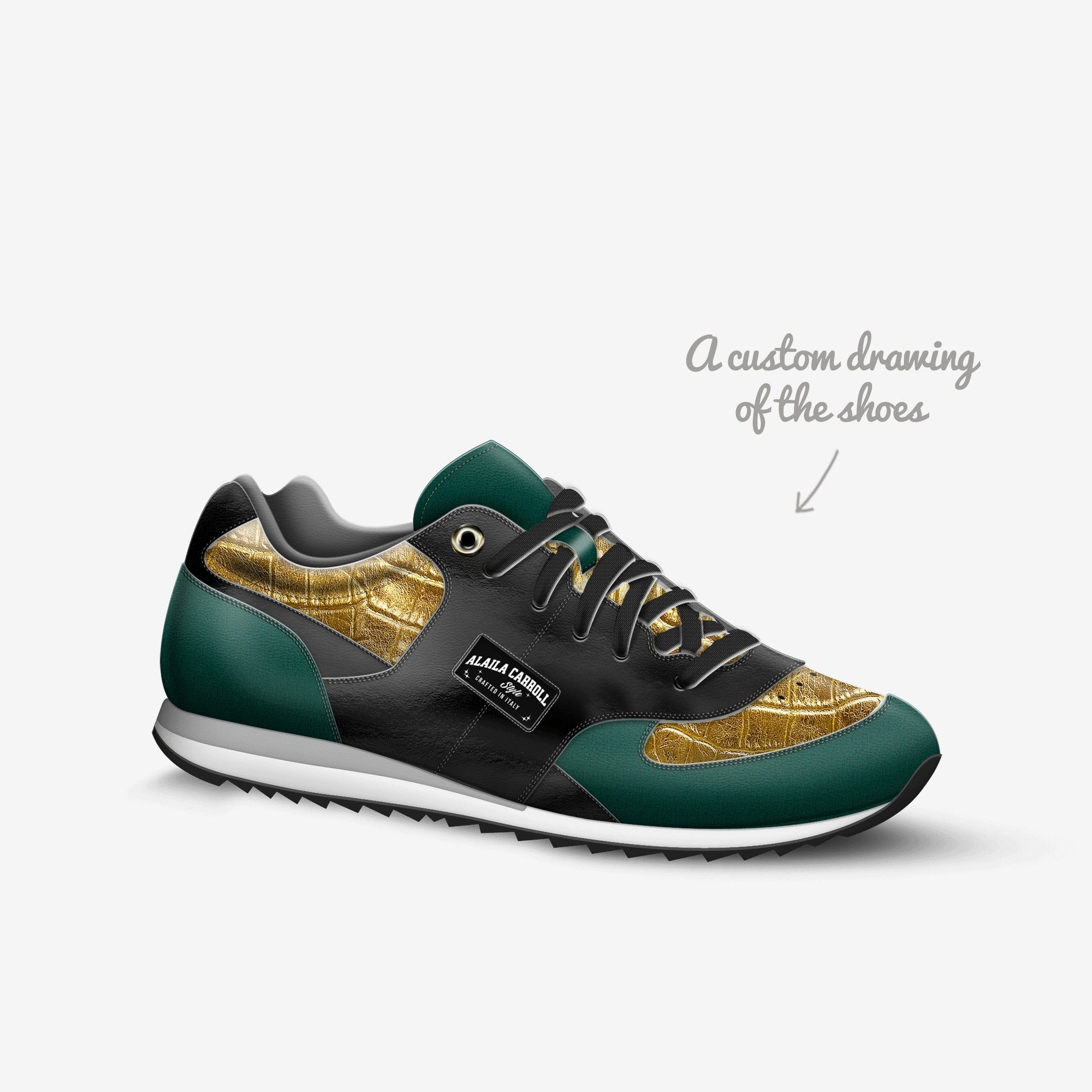 Sporty Running Trainer Green, Gold, & Black