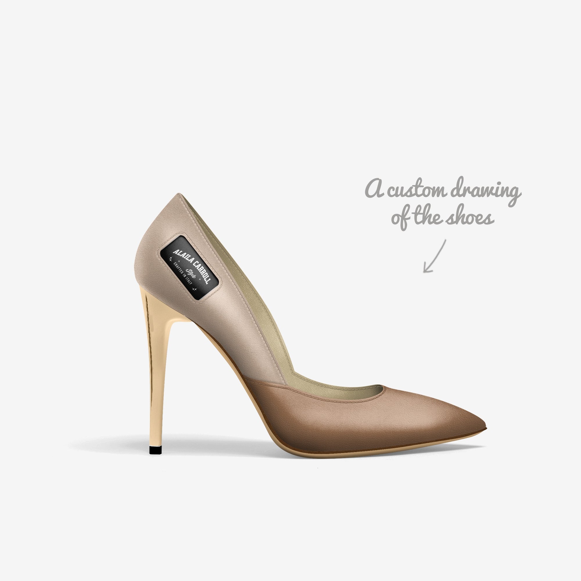 Simple Cut High Heel Ivory & Cognac | Italian Designer Stiletto Pumps | Alaila Carroll Style