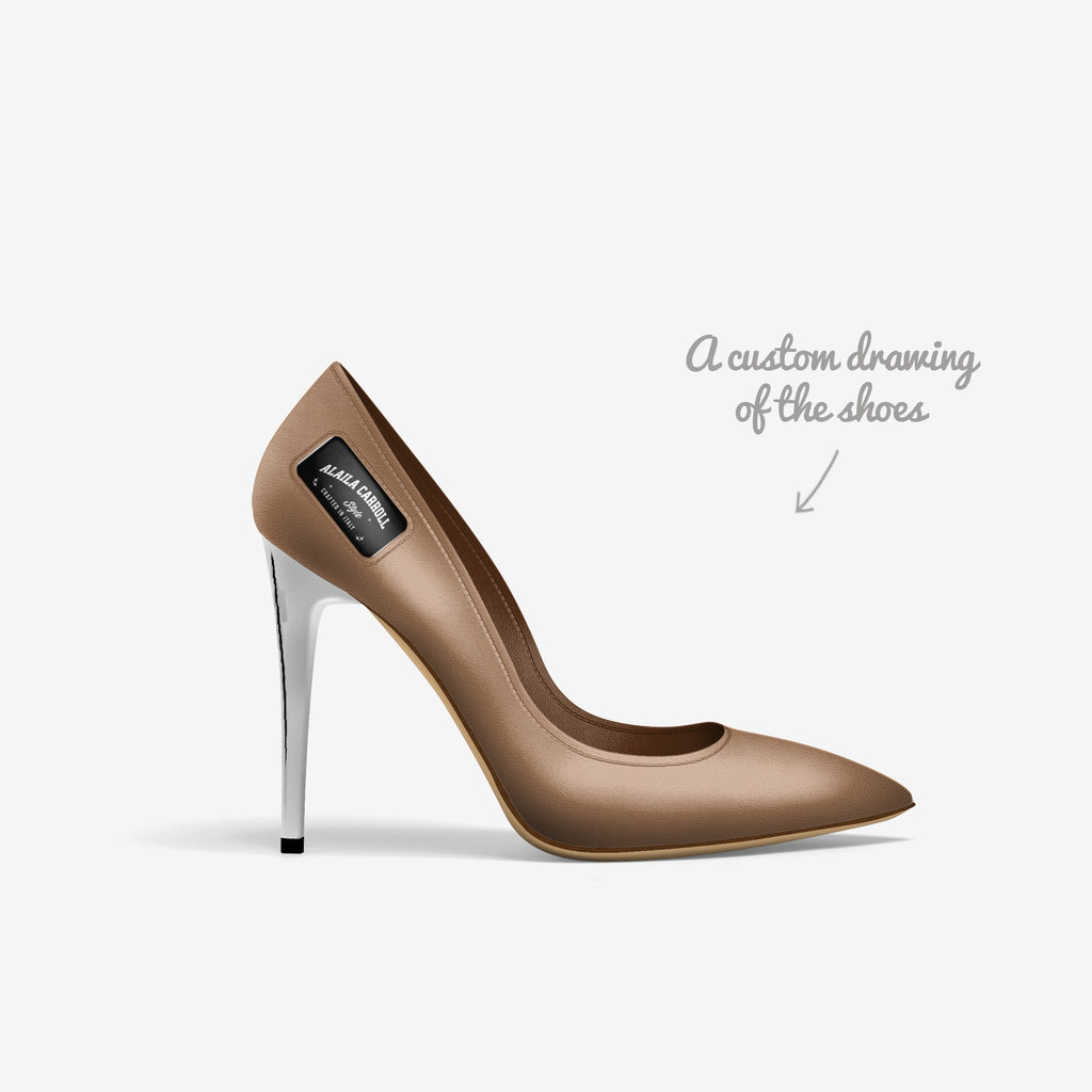 Full Cut High Heel Cognac with Silver Heels | Italian Designer Pumps | Alaila Carroll Style