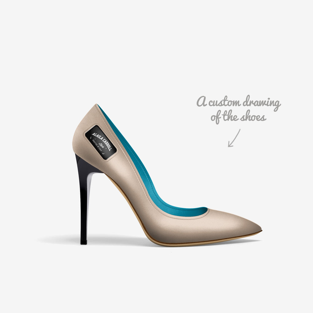 Full Cut High Heel Ivory with Black Heel | Italian Designer Pumps | Alaila Carroll Style