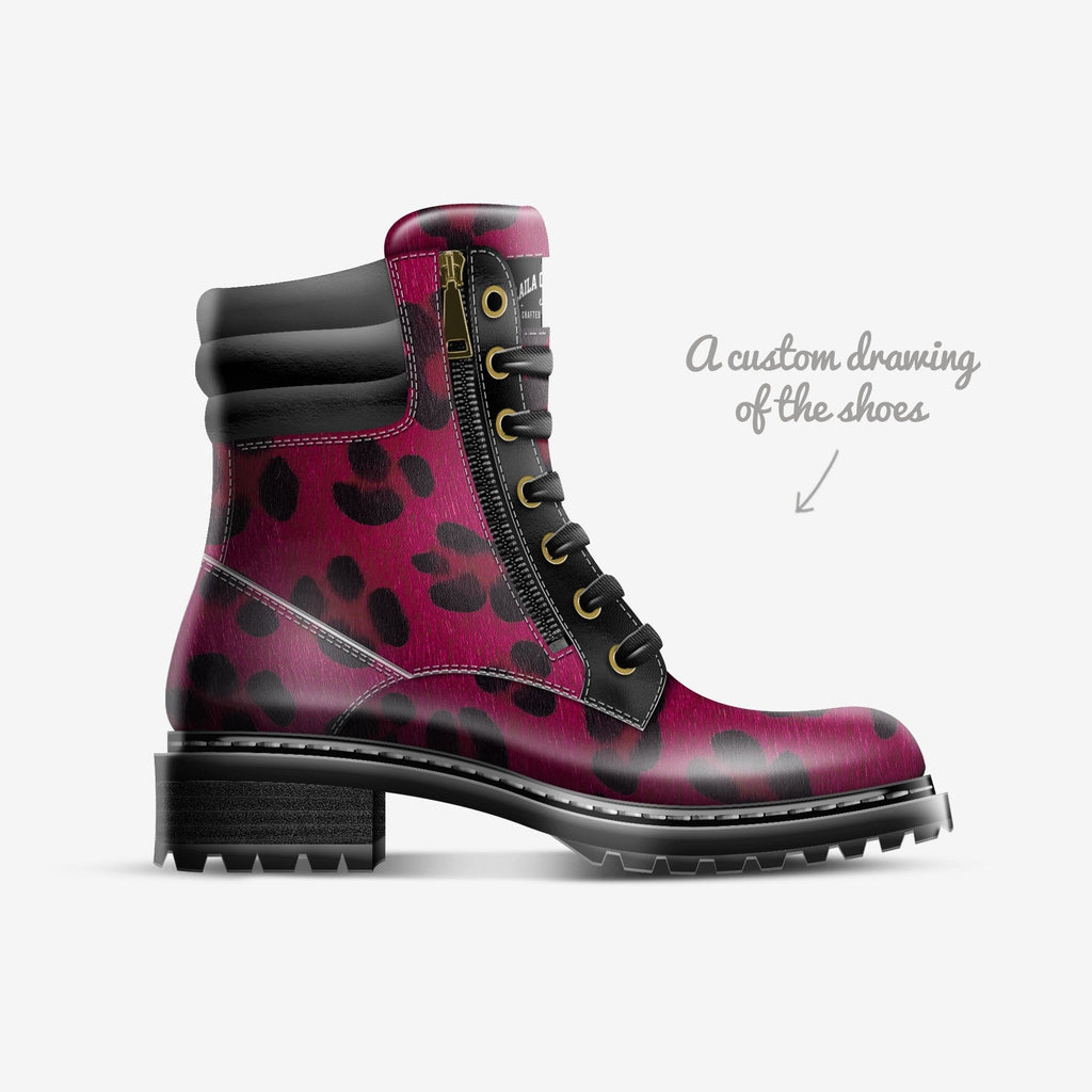 Zip Military Boot Purple Leopard Print