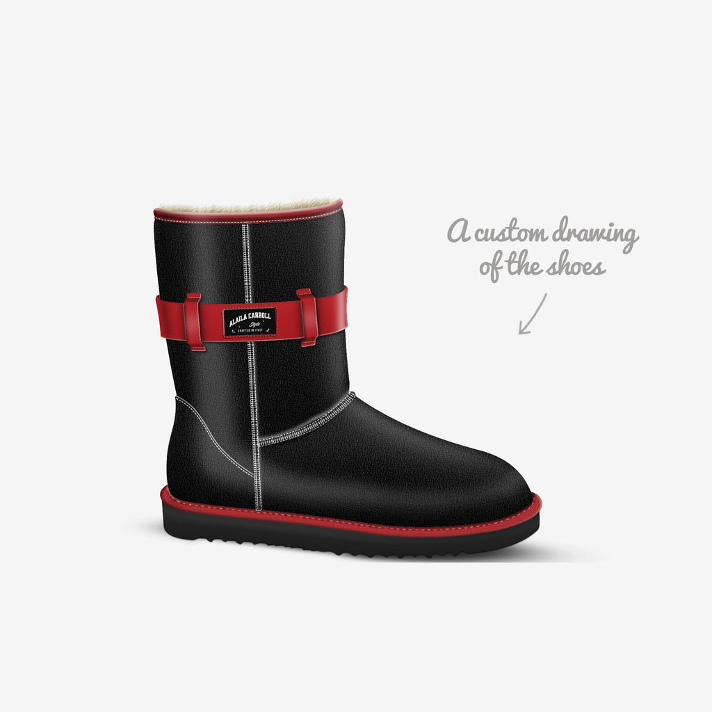 Belted Mid-Boot Red & Black Suede – Cozy Italian Luxury with Bold Style