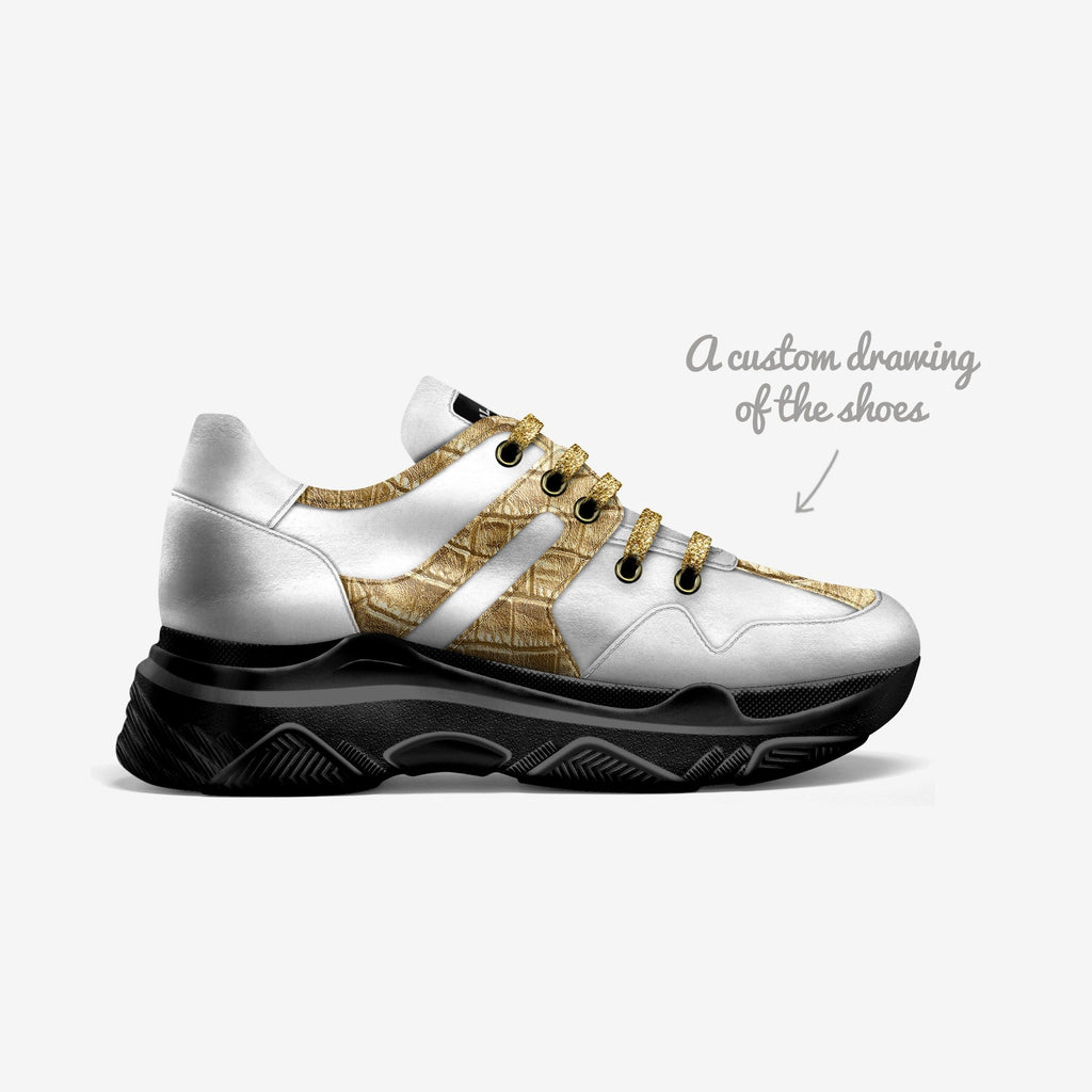 Sporty Low Top White, Gold, & Black