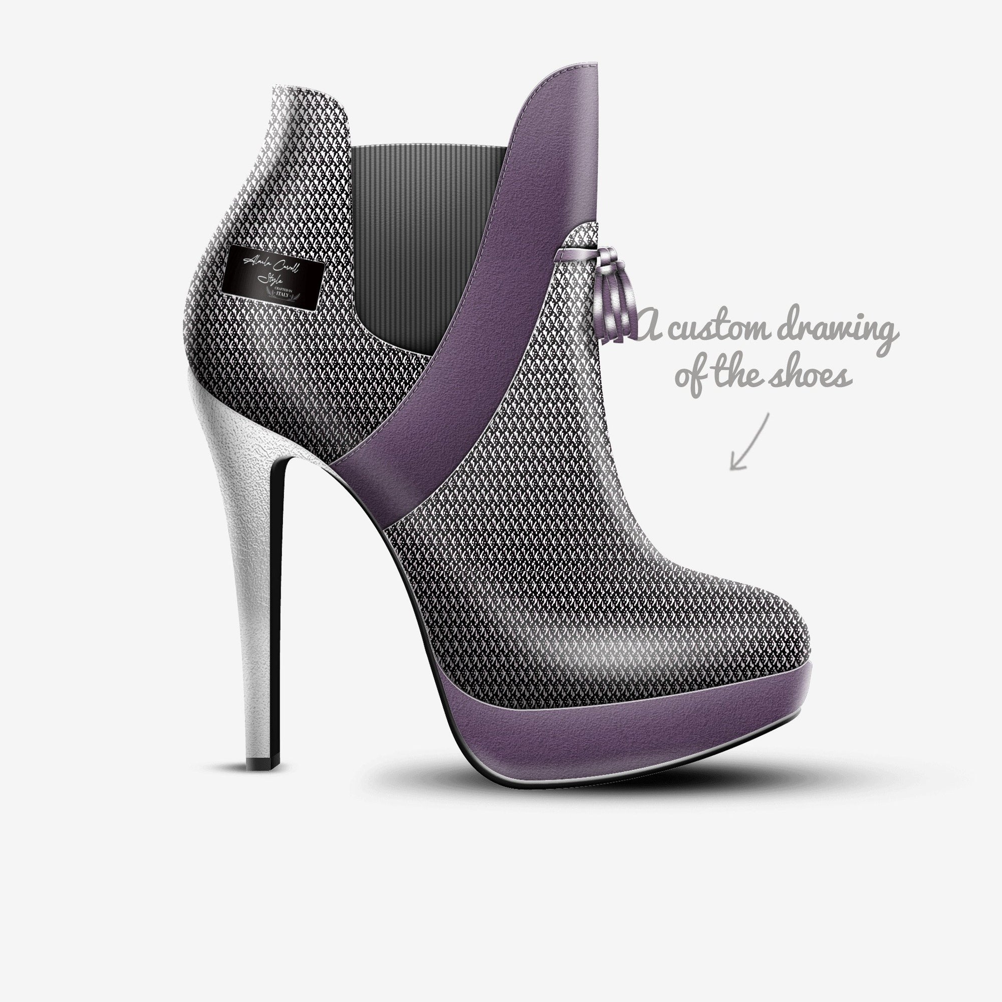 Tassels Platform Pump Sliver Textile & Purple