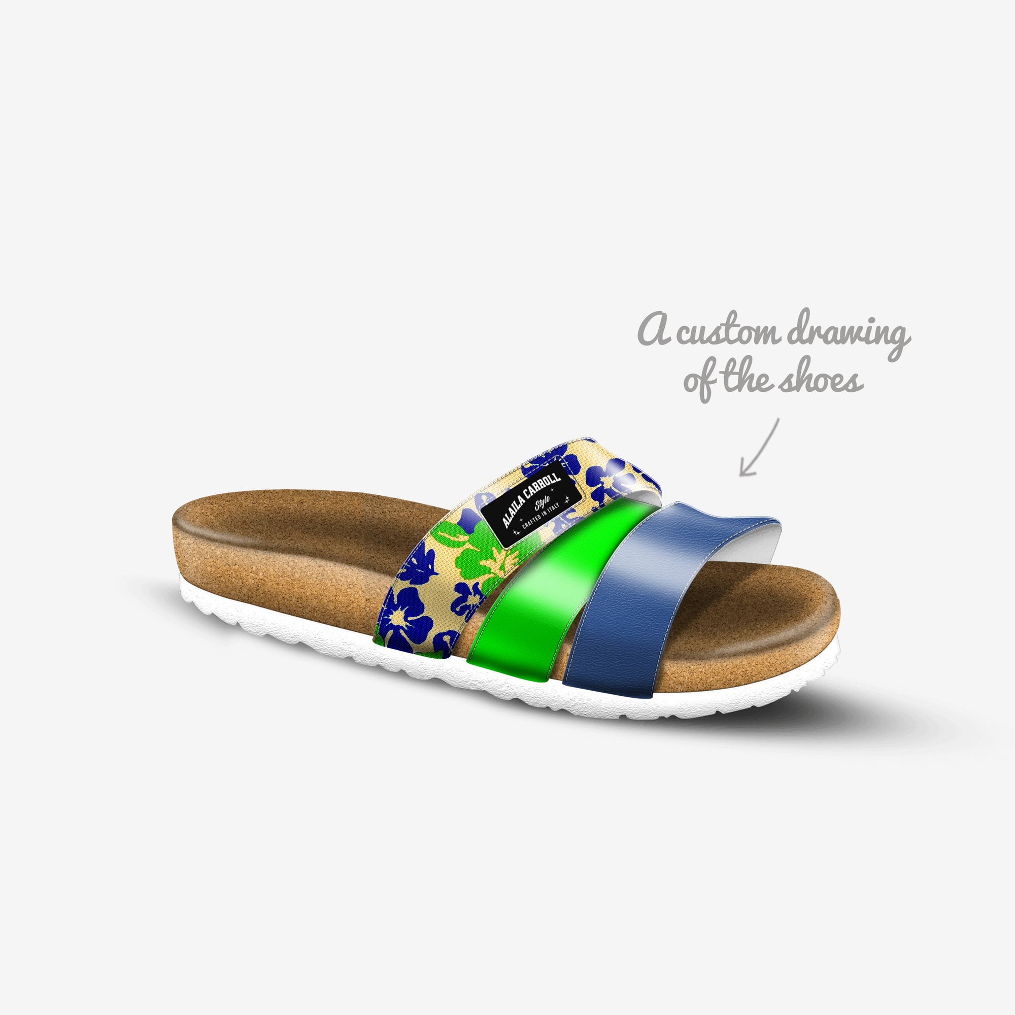 Stripe Sandal Lime Green & Royal Blue | Retro Italian Designer Sandals | Alaila Carroll Style Limited Editions