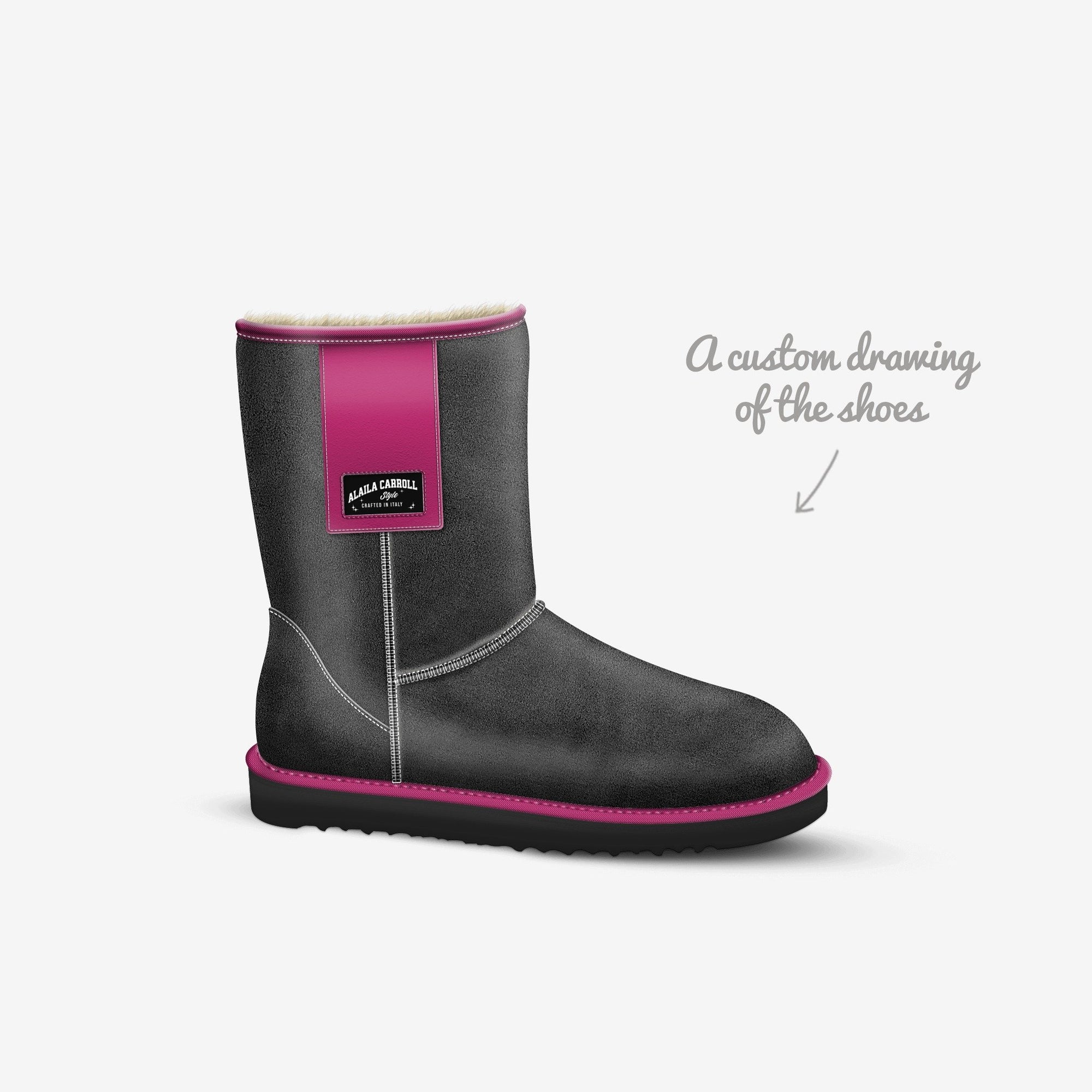 Flap Mid-Boot Dark Grey and Passion Pink