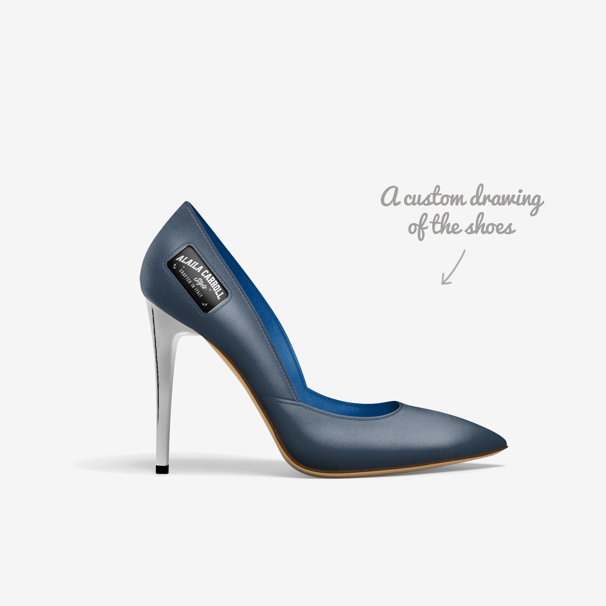 Simple Cut High Heel Blue & Sliver