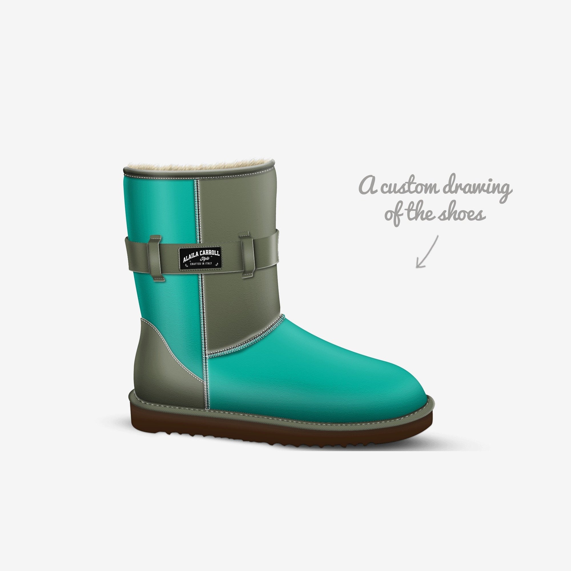 Belted Mid-Boot Sky Blue & Grey