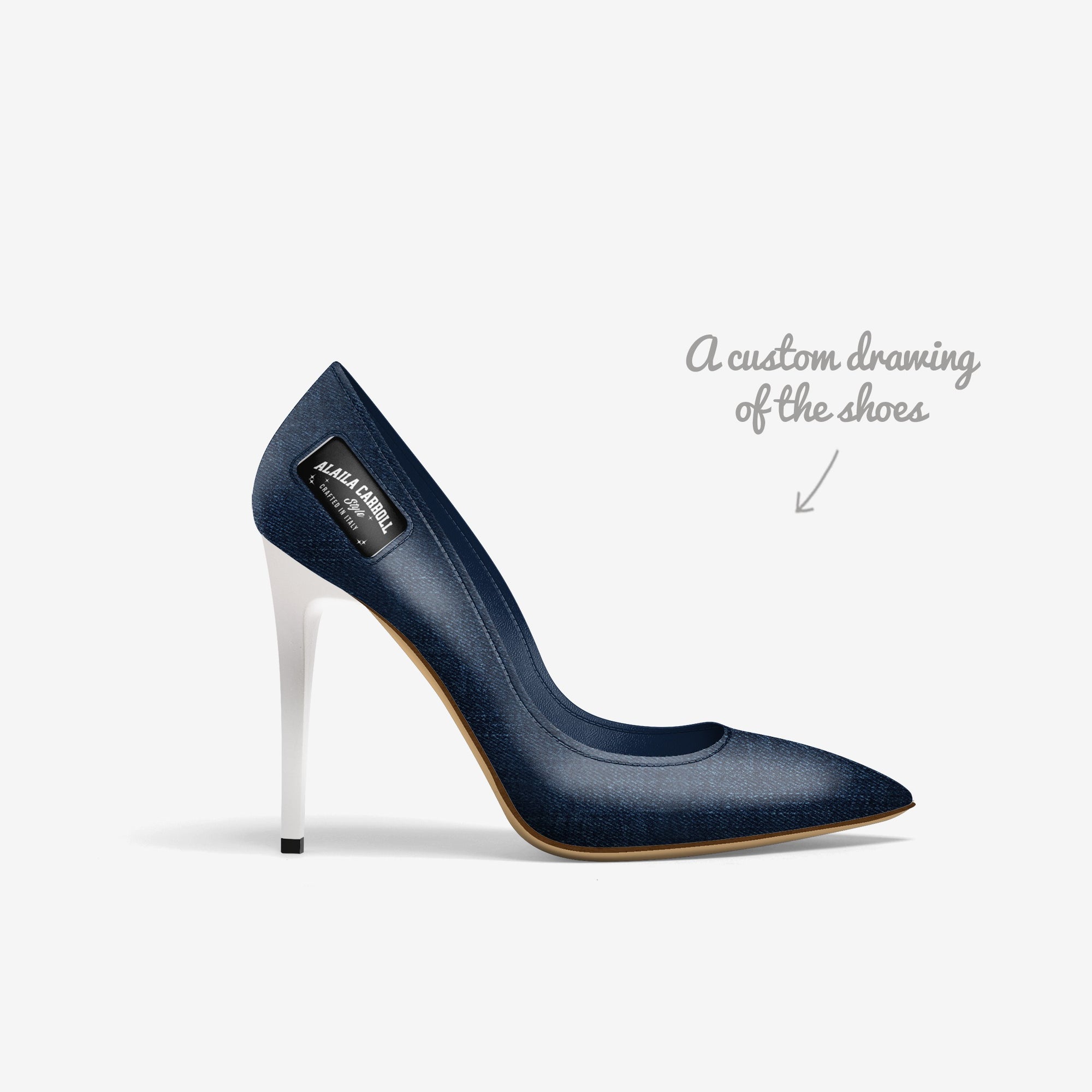 Full Cut High Heel Denim & White