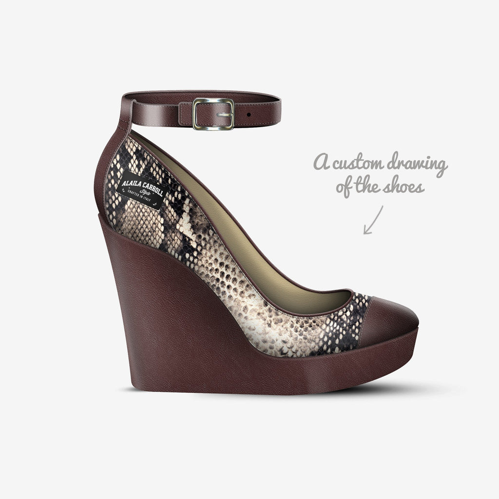Ankle Strap Wedge Python & Dark Brown