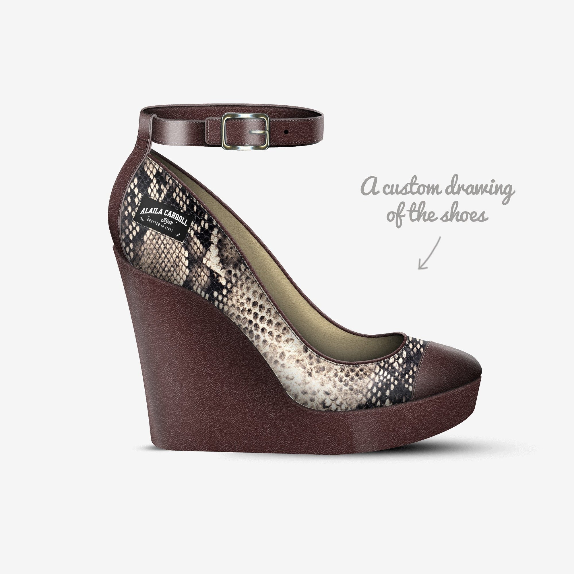 Ankle Strap Wedge Python & Dark Brown