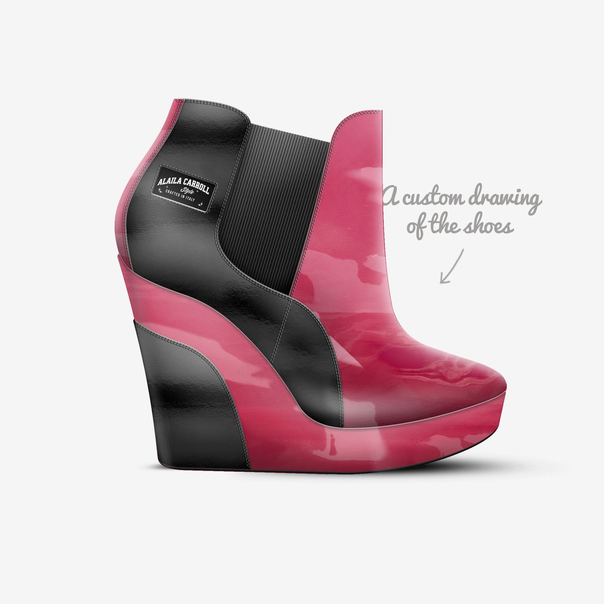 Wedge Ankle Boot Pink & Black