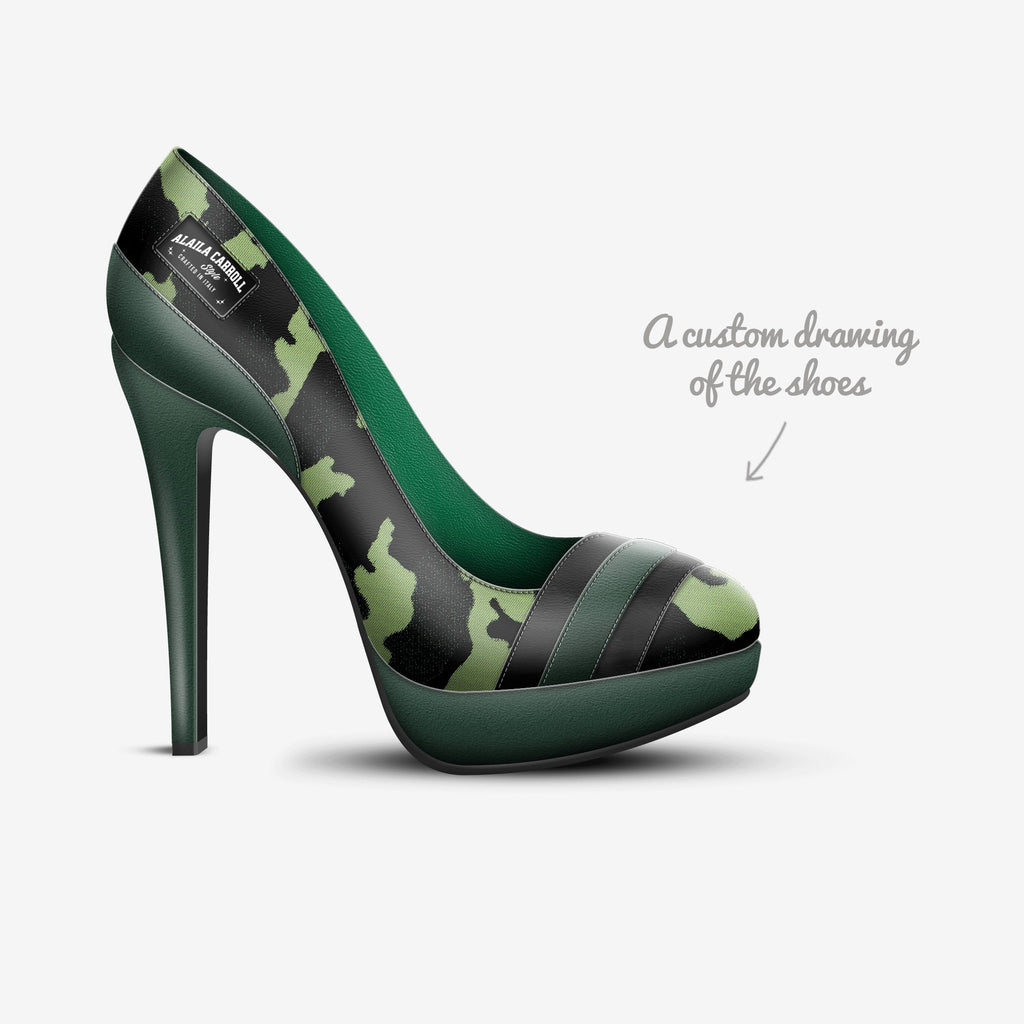 Striped Platform Pump Camo, Green, & Black