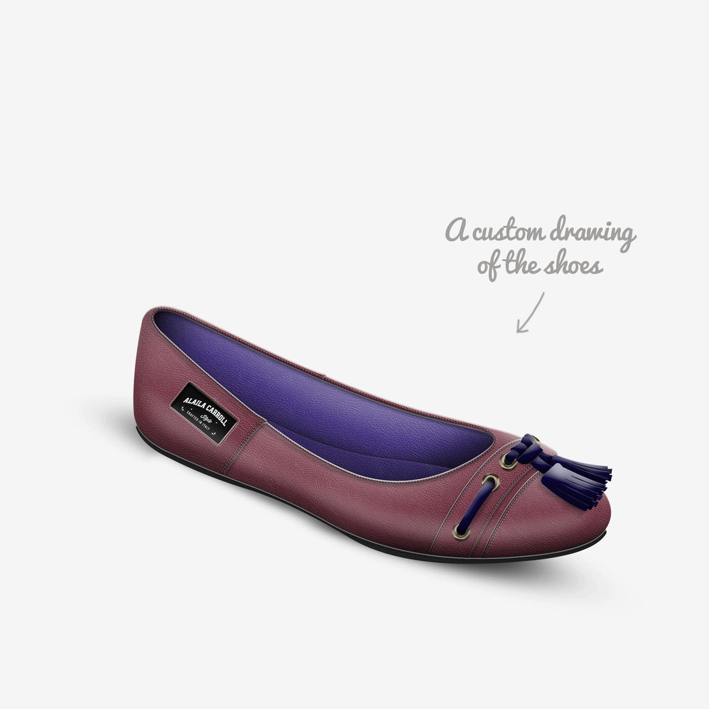 Tassels Ballerina Flat Burgundy & Deep Blue – Elegant Italian Women’s Flats | Alaila Carroll Style