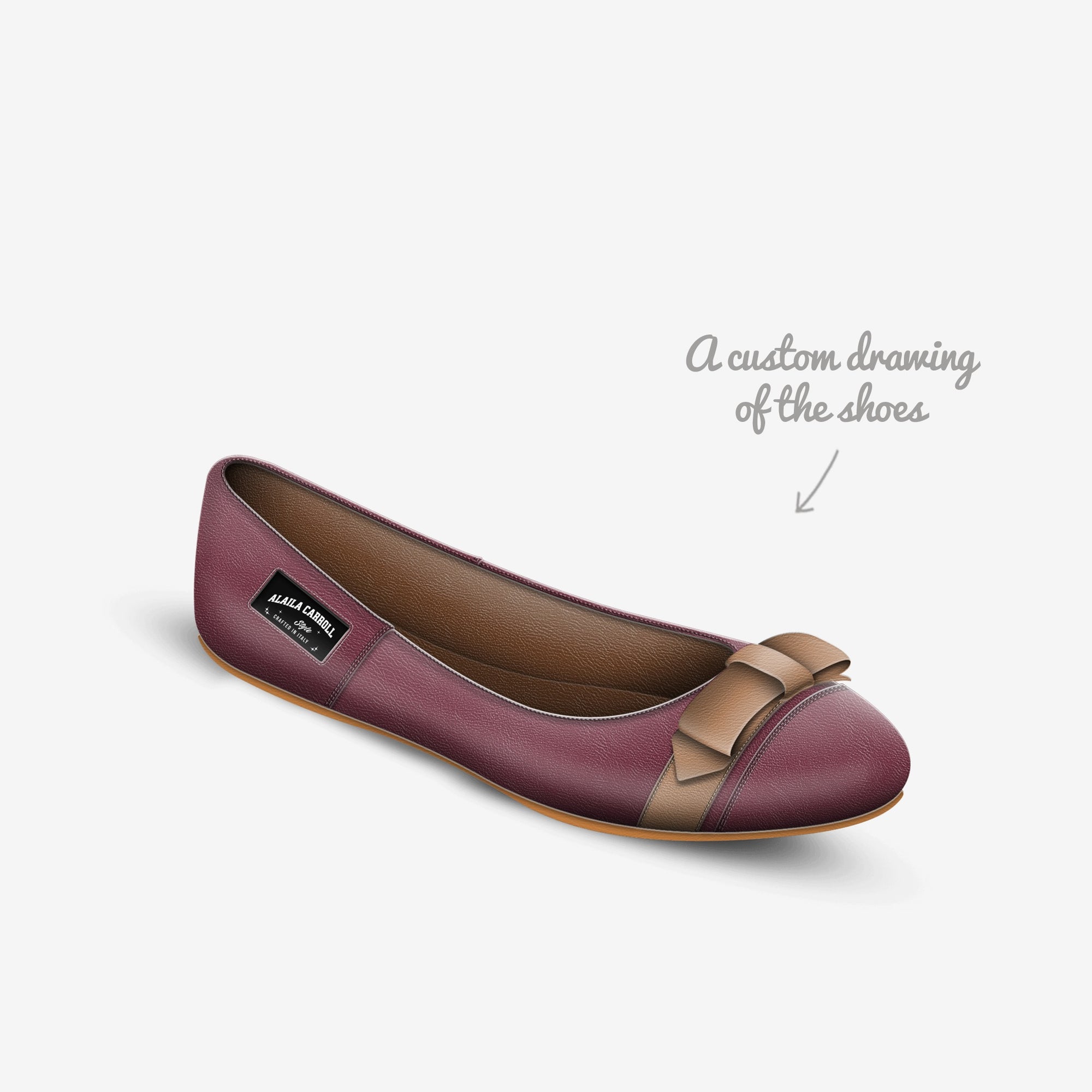 Bow Ballerina Flat Burgundy & Cognac – Elegant Italian Women’s Flats | Alaila Carroll Style
