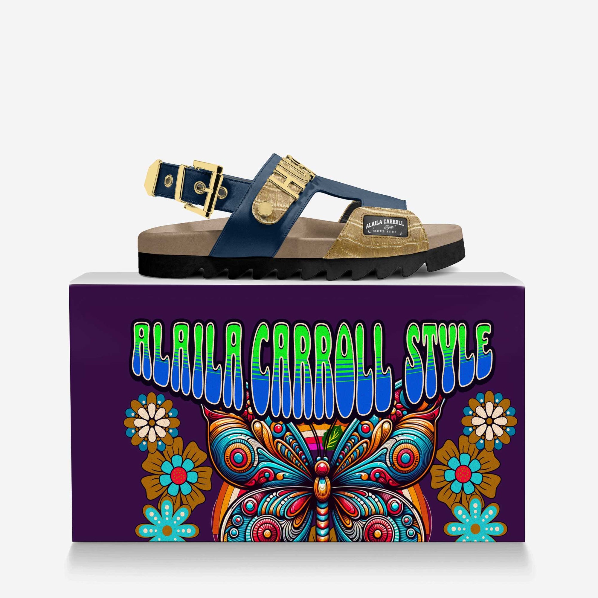 Luxe Metal Hustle Sandal Navy & Gold
