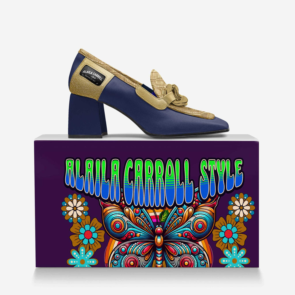 Retro Luxe Heel Navy & Gold