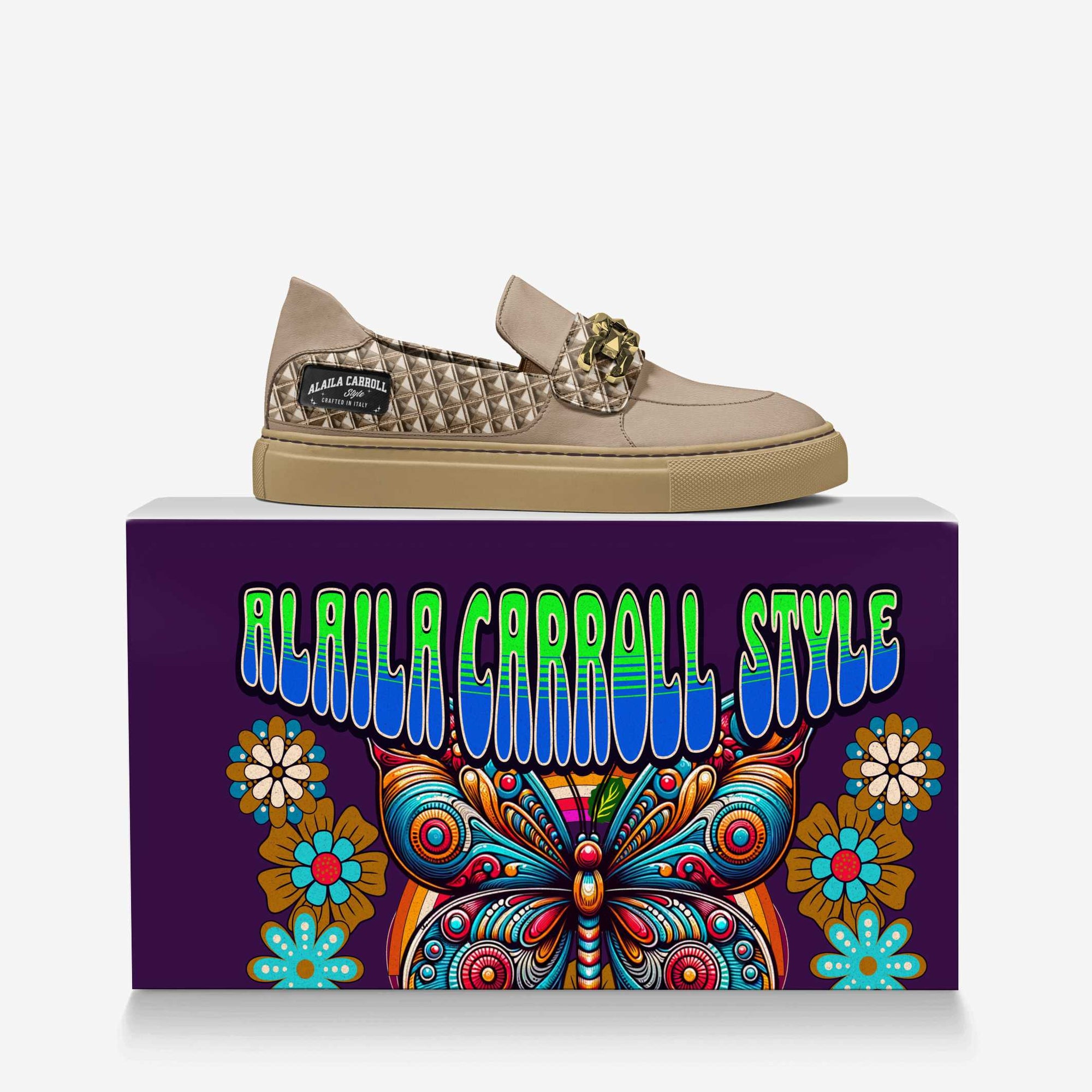 CLASSIC METAL SLIP-ON SNEAKER Tan & Textile