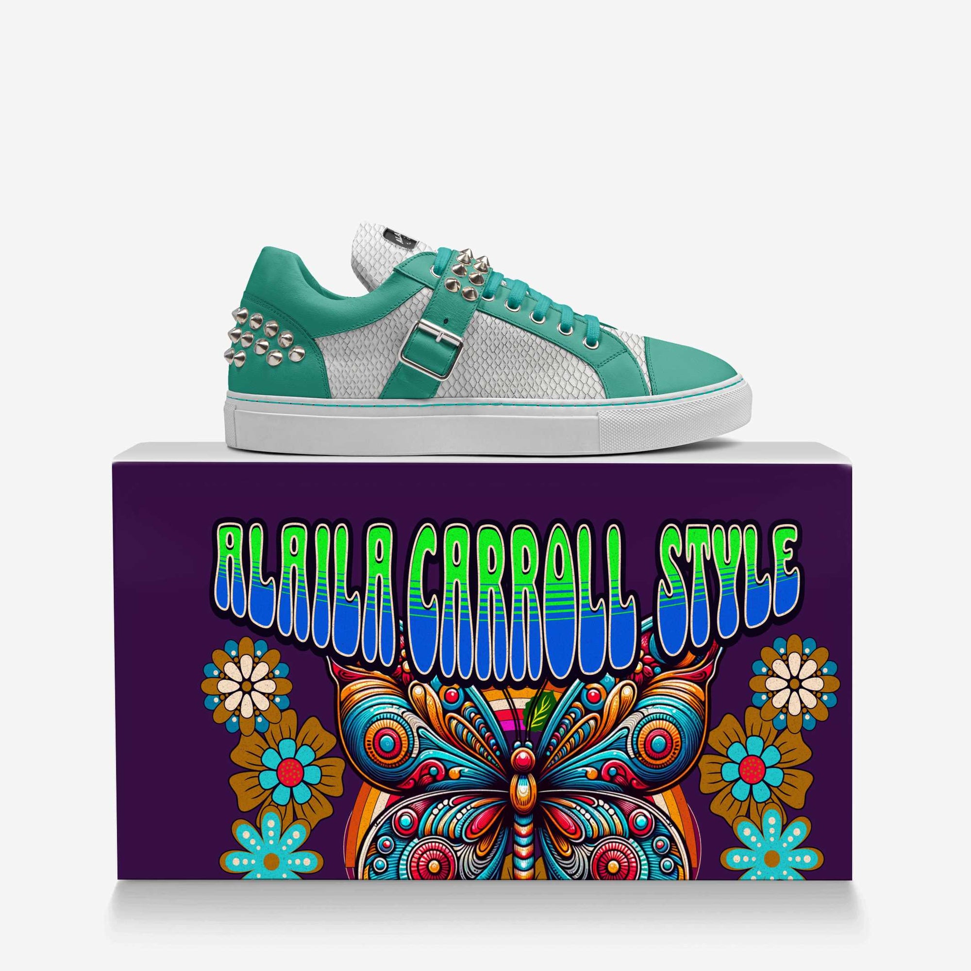 SPIKE FASHION LOW TOP Aquatic, White Python, & Sliver