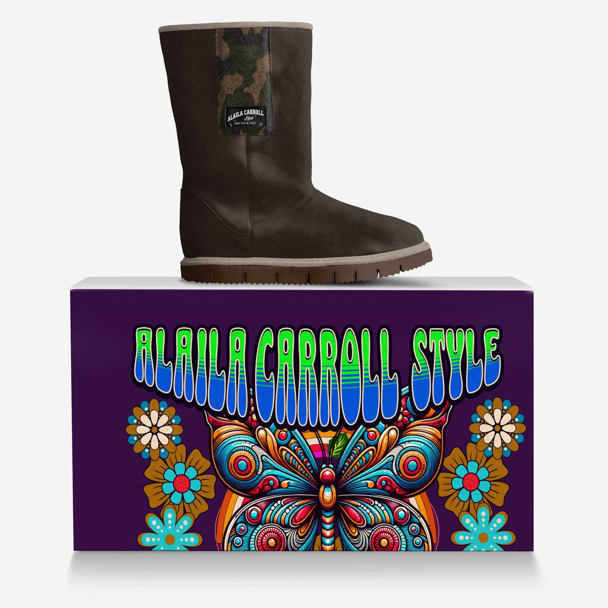 Flap Mid-Boot Dark Brown & Camo