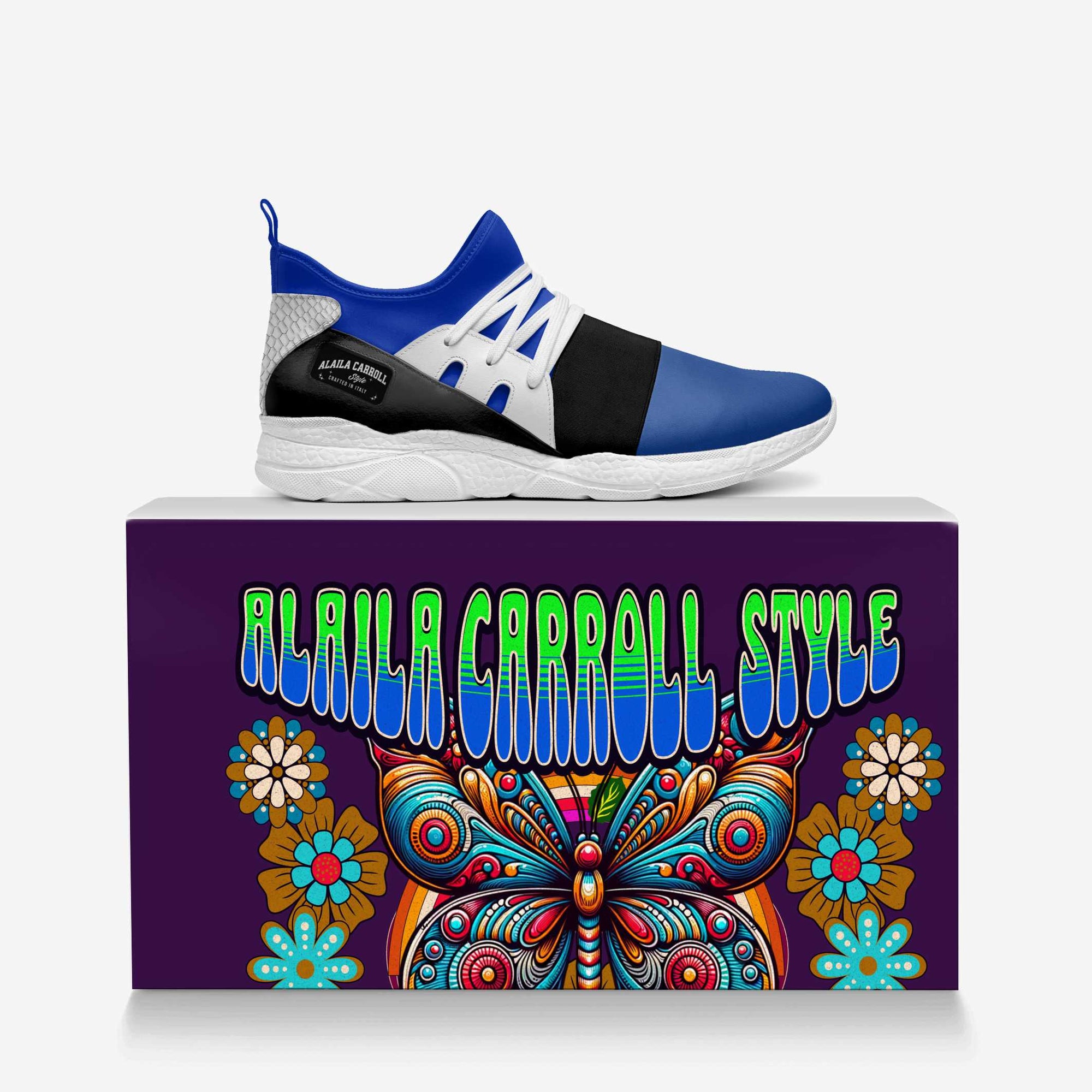 Contemporary Sock Runner Blue, White, & Black