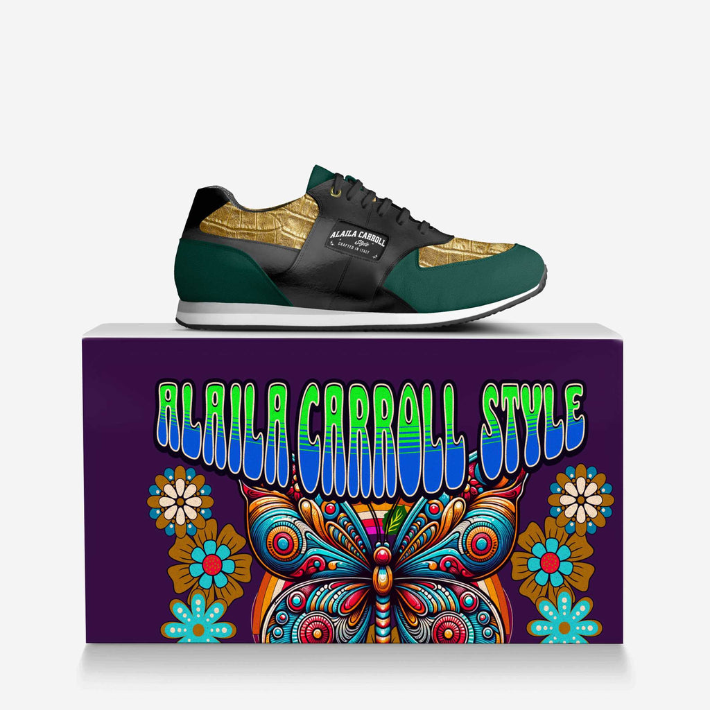Sporty Running Trainer Green, Gold, & Black