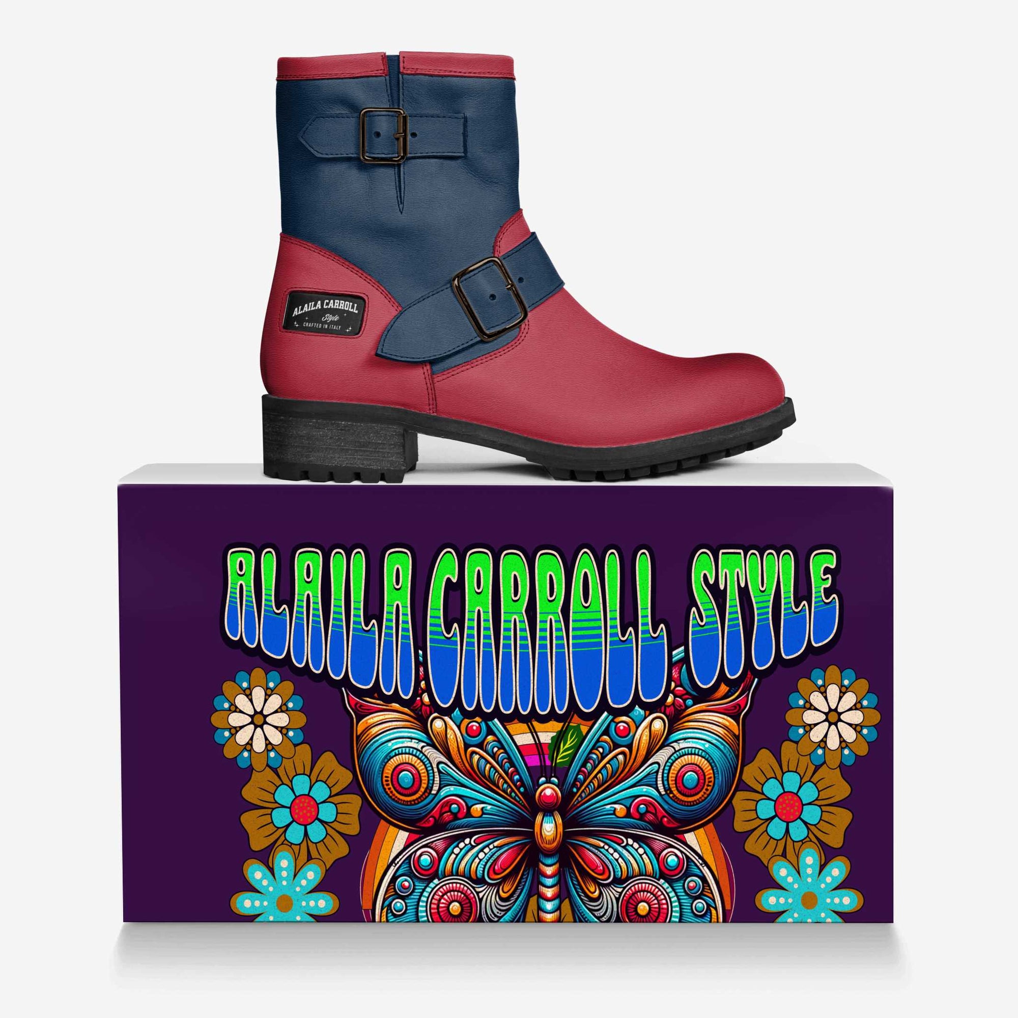 Police Belted Boot Red & Navy