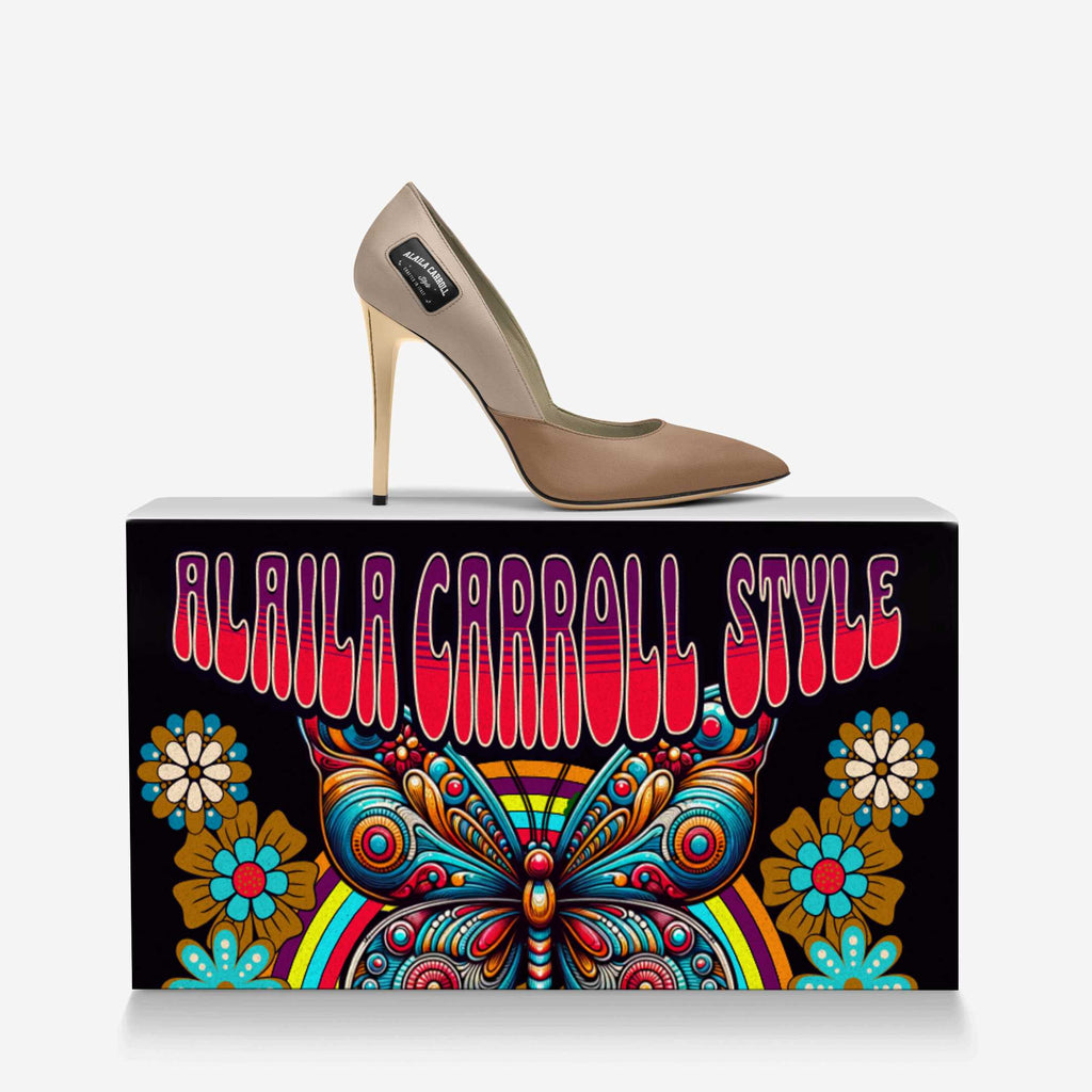 Simple Cut High Heel Ivory & Cognac | Italian Designer Stiletto Pumps | Alaila Carroll Style