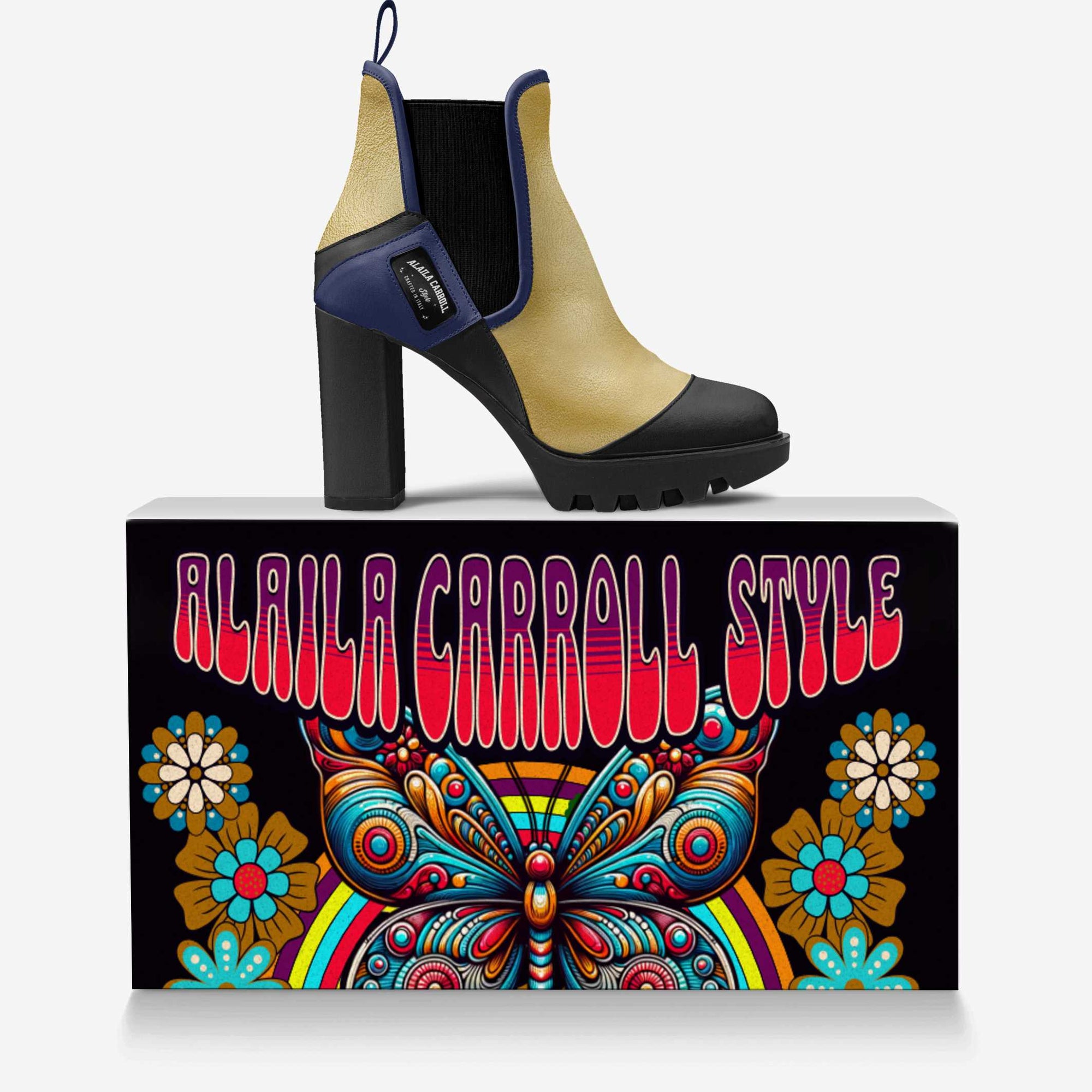 ELASTIC DESIGNER BOOT – Navy Blue Suede, Black Suede & Gold