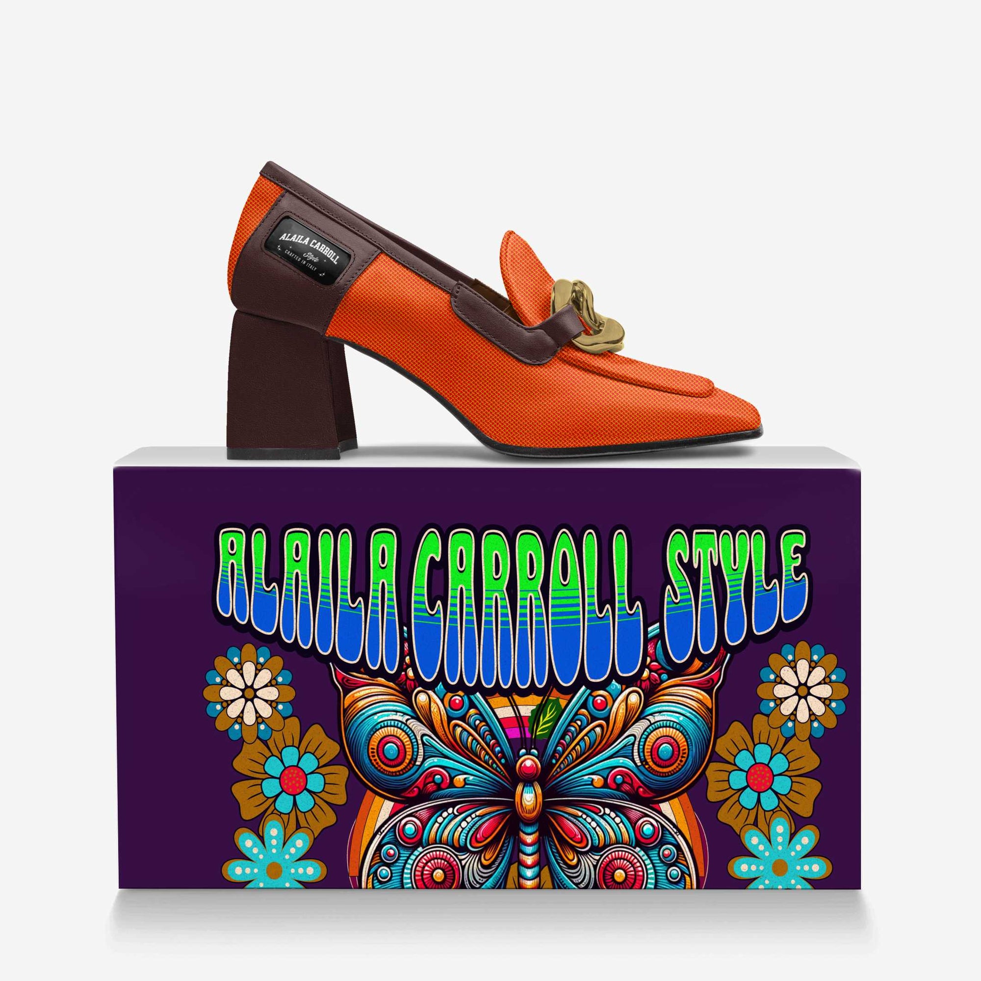 Retro Luxe Heel Orange & Brown