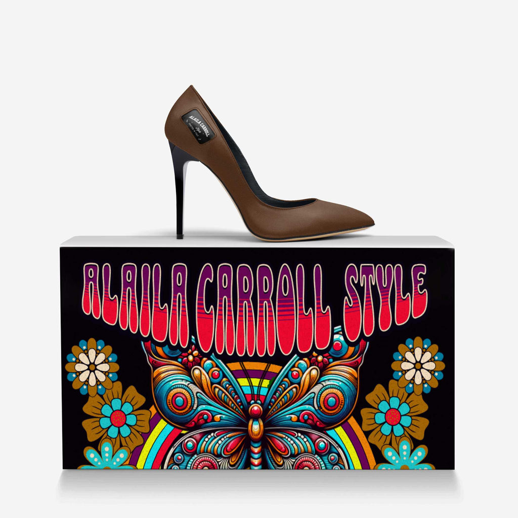 Full Cut High Heel Saddle Brown | Italian Designer Pumps for Women | Alaila Carroll Style