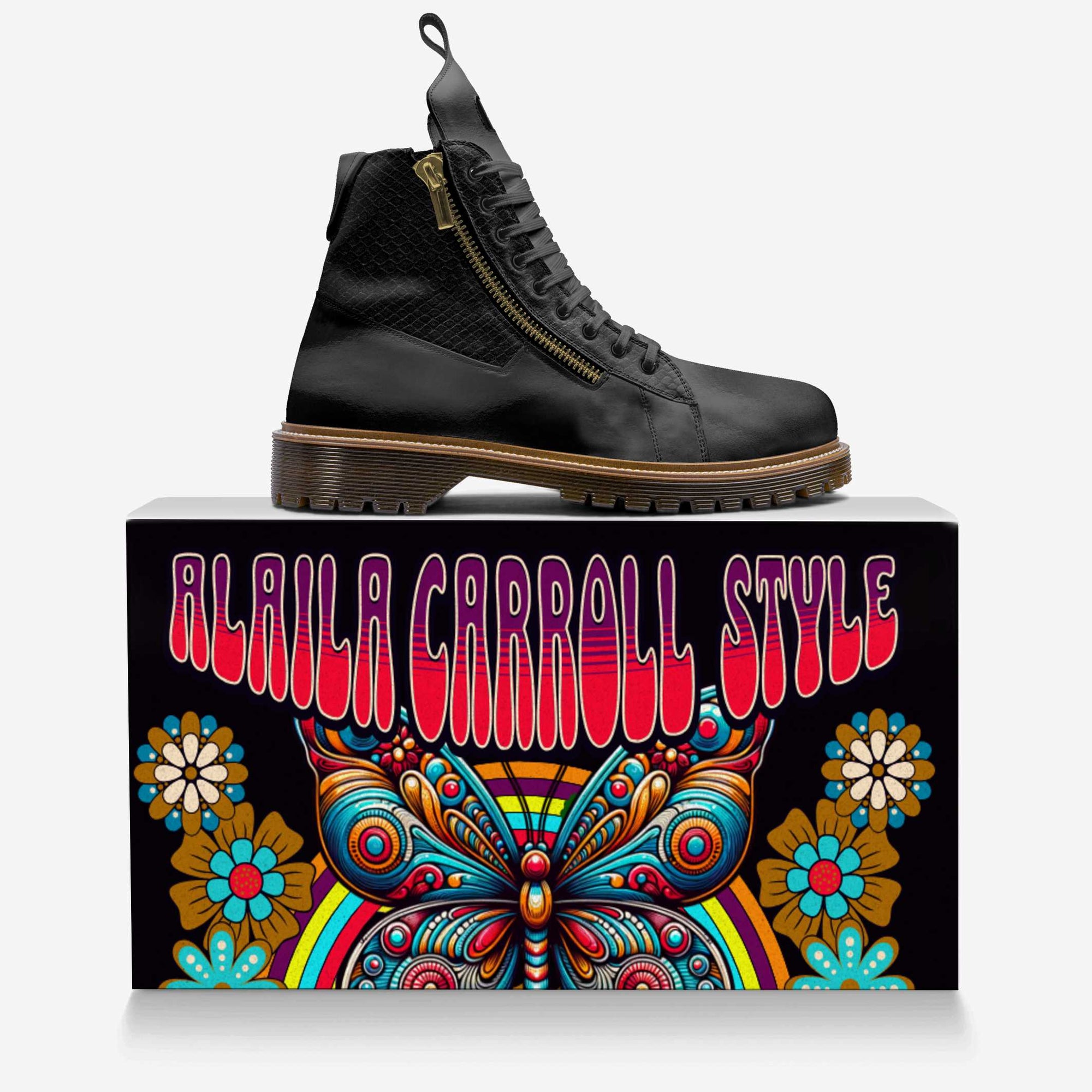 ZIP Boot High Top Varnish Black & Python Black | Luxury Designer High Top Boots | Alaila Carroll Style