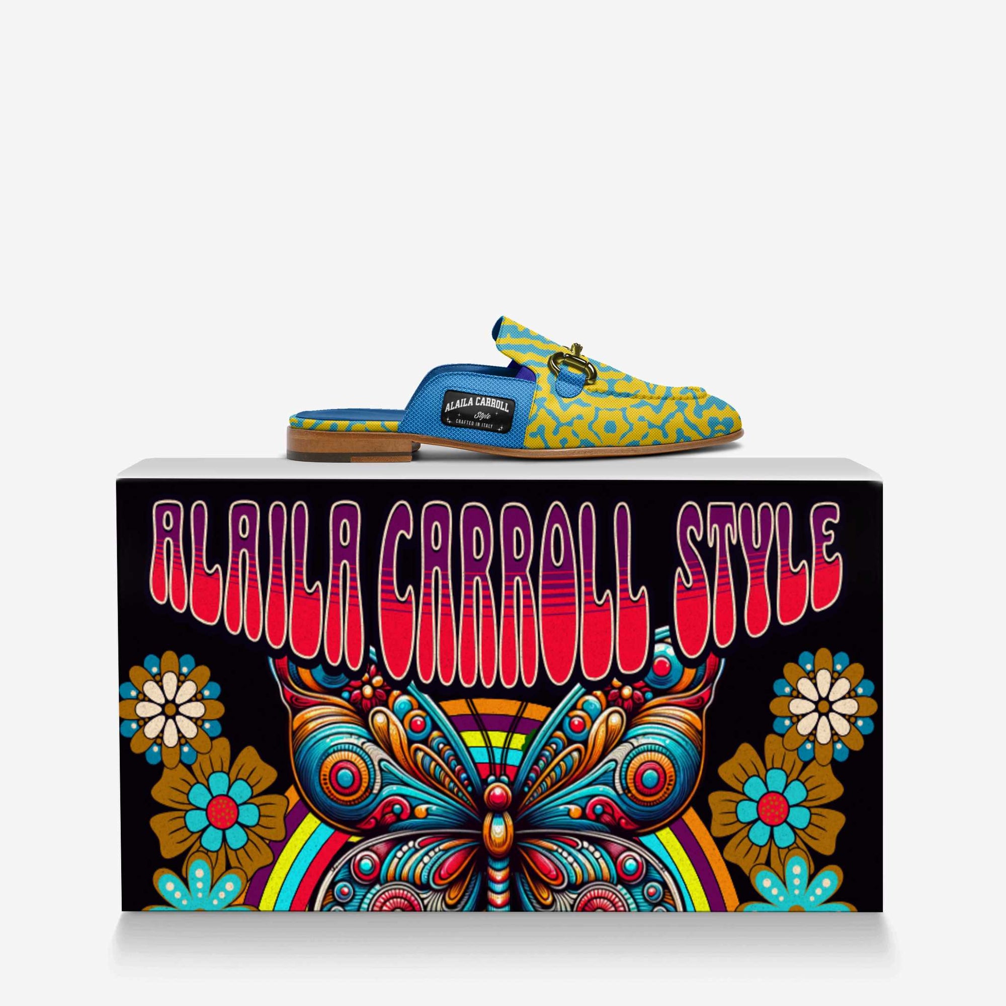 Rich Slipper Design – Yellow & Blue Textile