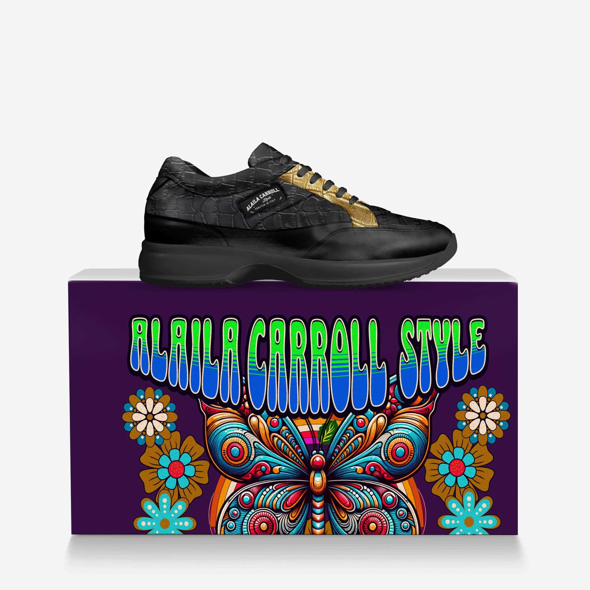 Fashion Walking Sneaker Black & Gold