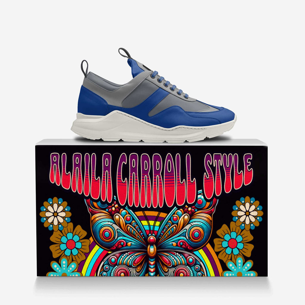 Fashion Designer Runner Blue & Grey | Luxury Italian Sneakers | Alaila Carroll Style