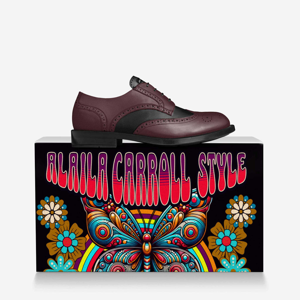 Luxury Italian Leather Traditional Derby – Handcrafted Timeless Design Wine & Black