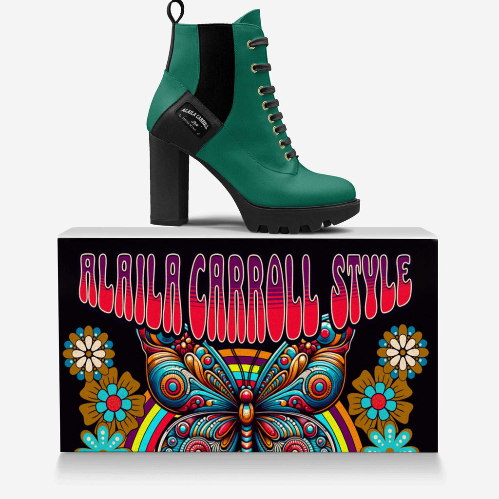 LACED DESIGNER BOOT – Emerald Suede & Black