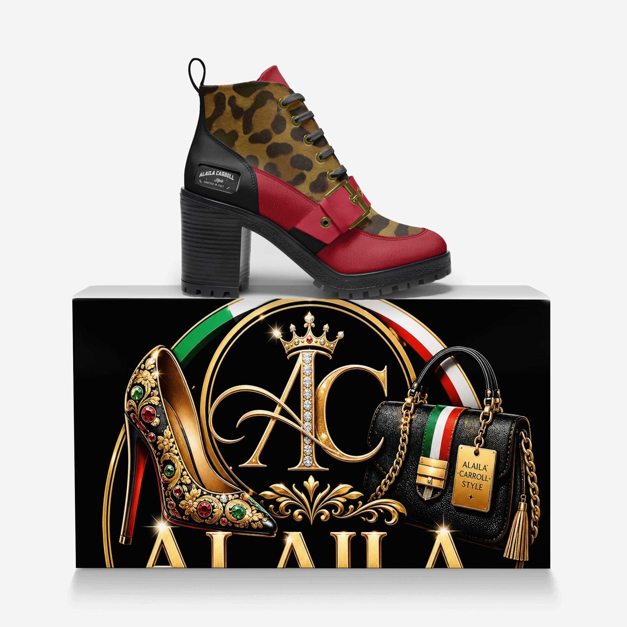 Laced Sporty Boot Jaguar, Red Suede & Black – Bold Luxury with a Wild Side
