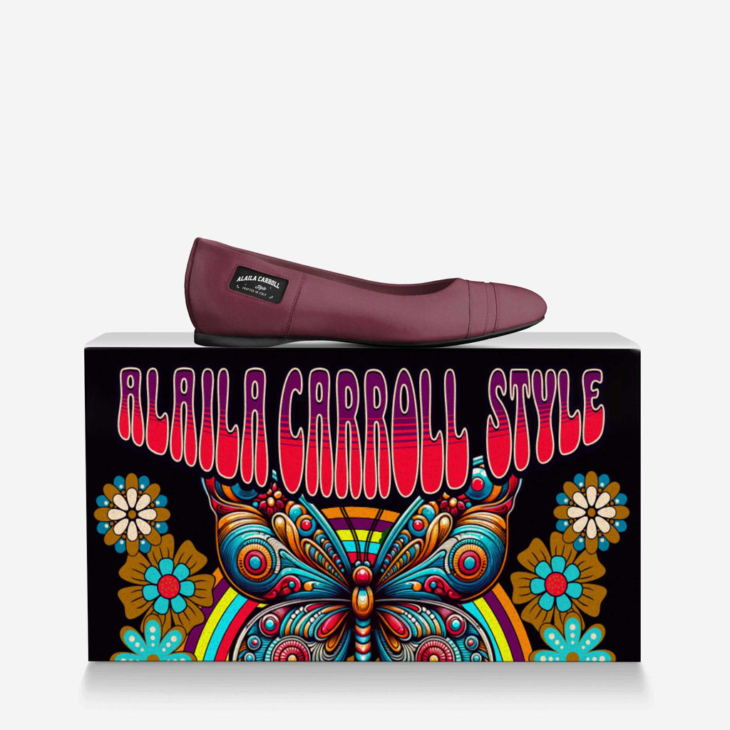 Minimal Ballerina Flat Burgundy – Elegant Italian Women’s Flats | Alaila Carroll Style