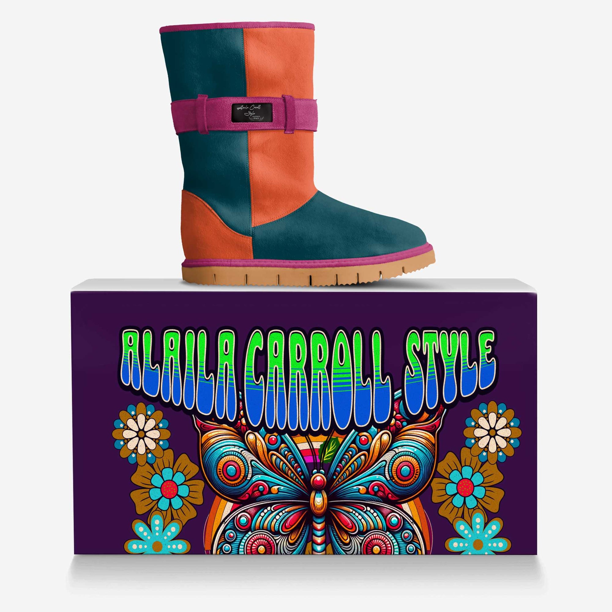 Belted Mid-Boot Teal, Rush, & Pink