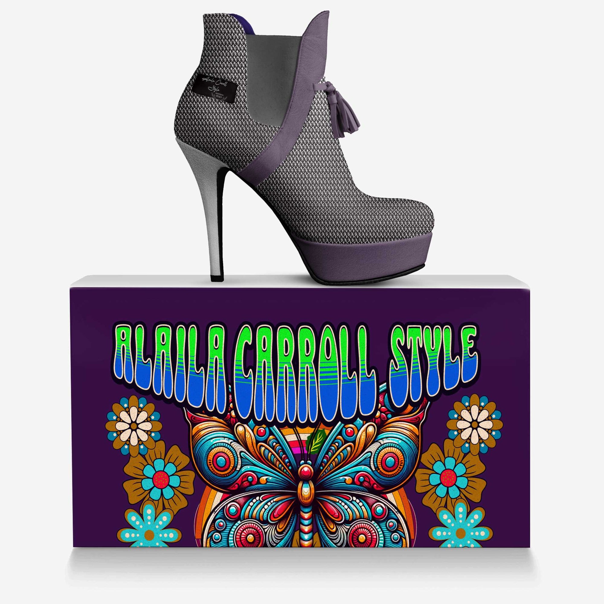 Tassels Platform Pump Sliver Textile & Purple